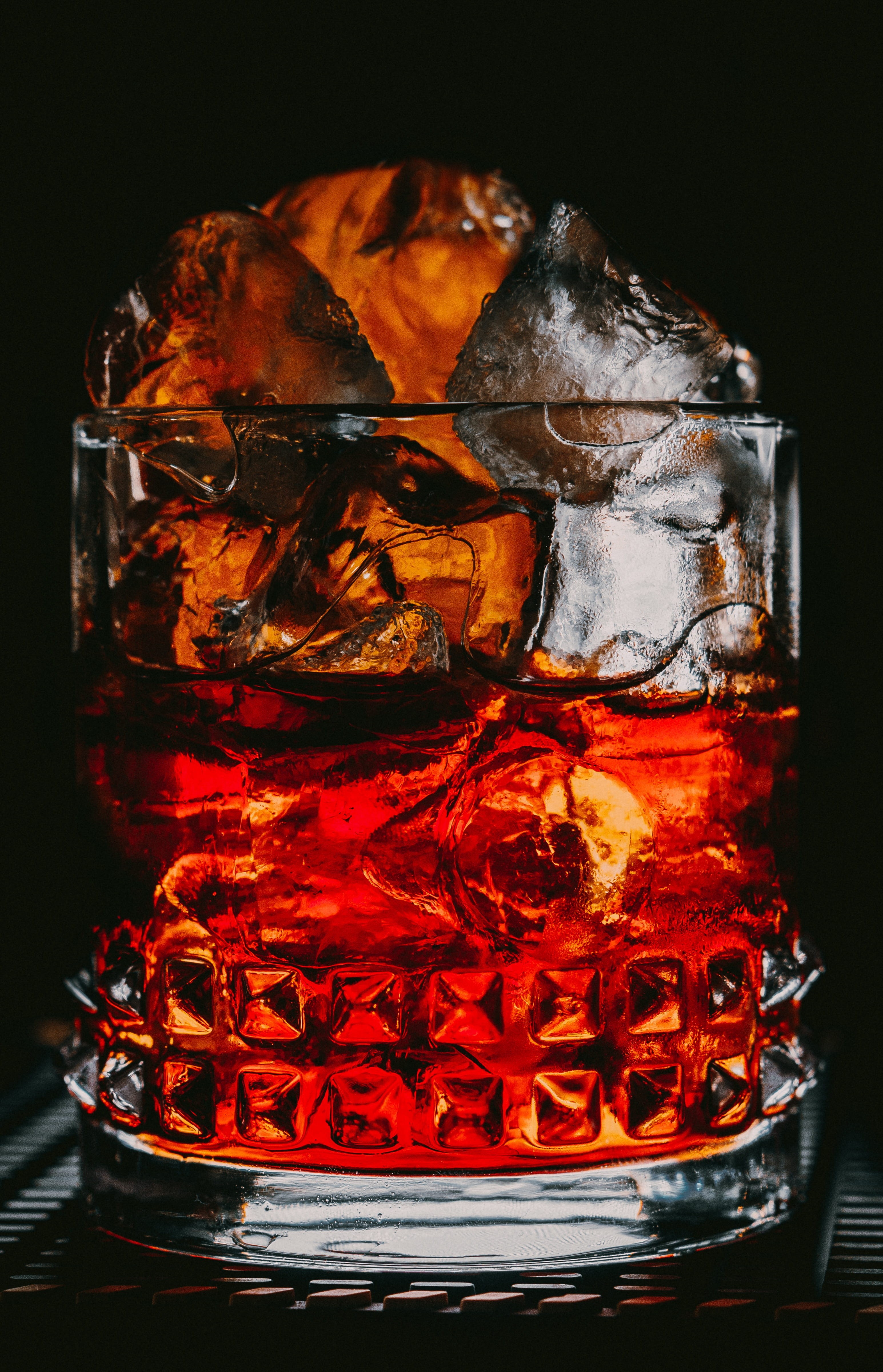 fruit, drinking glass, celebration, food and drink, ice cube, black background, alcohol, 4K, cold, glass - material, glass, mixology, food, drink, single object, Phone HD Wallpaper