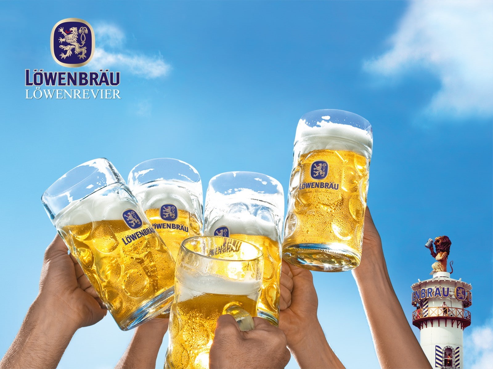 720P, beer, Löwenbräu, alcohol, drinking glass, HD Wallpaper