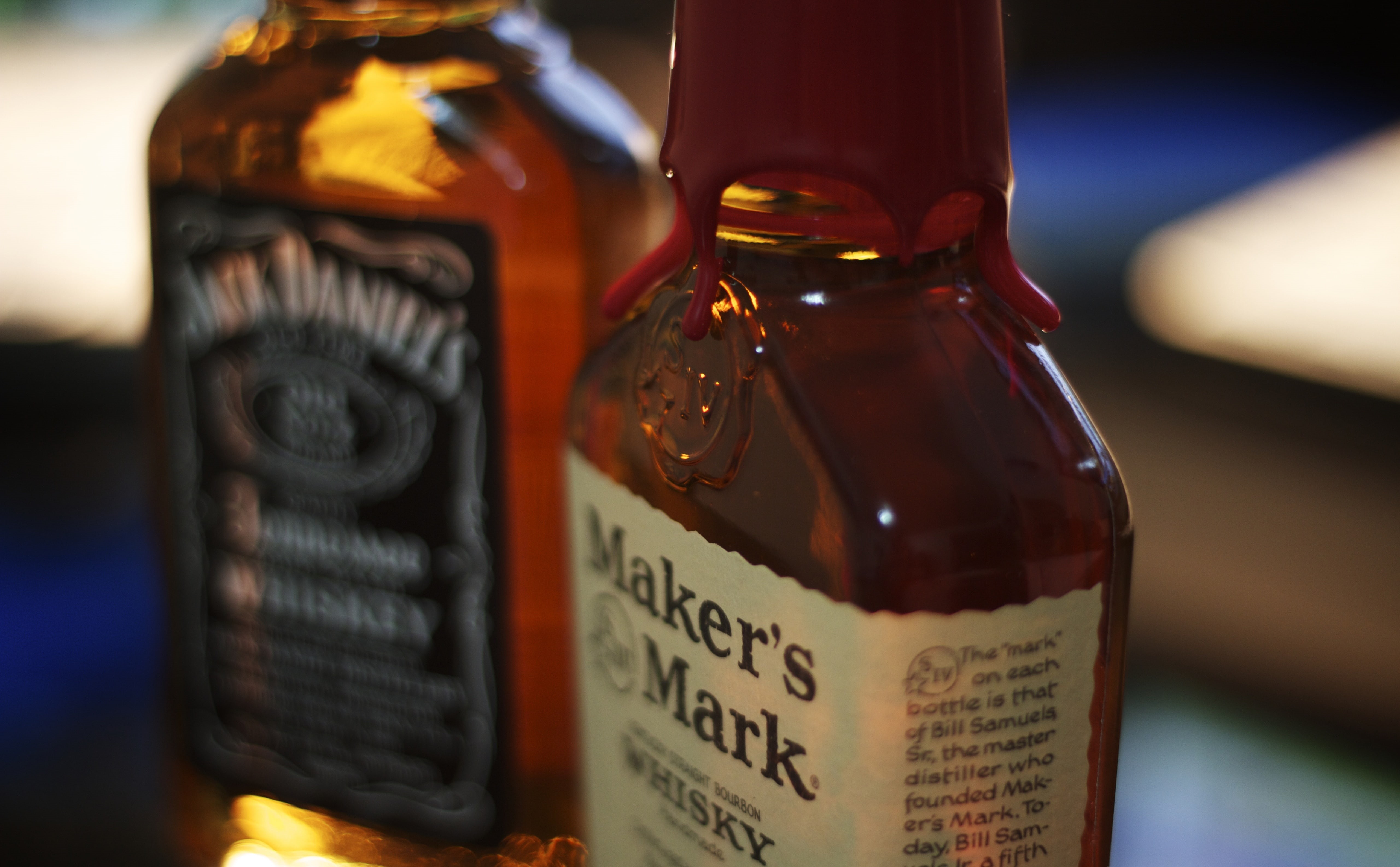 makers, western script, focus on foreground, beer, bokeh, communication, whiskey, Whisky, selective focus, Daniels, Mark, Food and Drink, beer - alcohol, HD Wallpaper