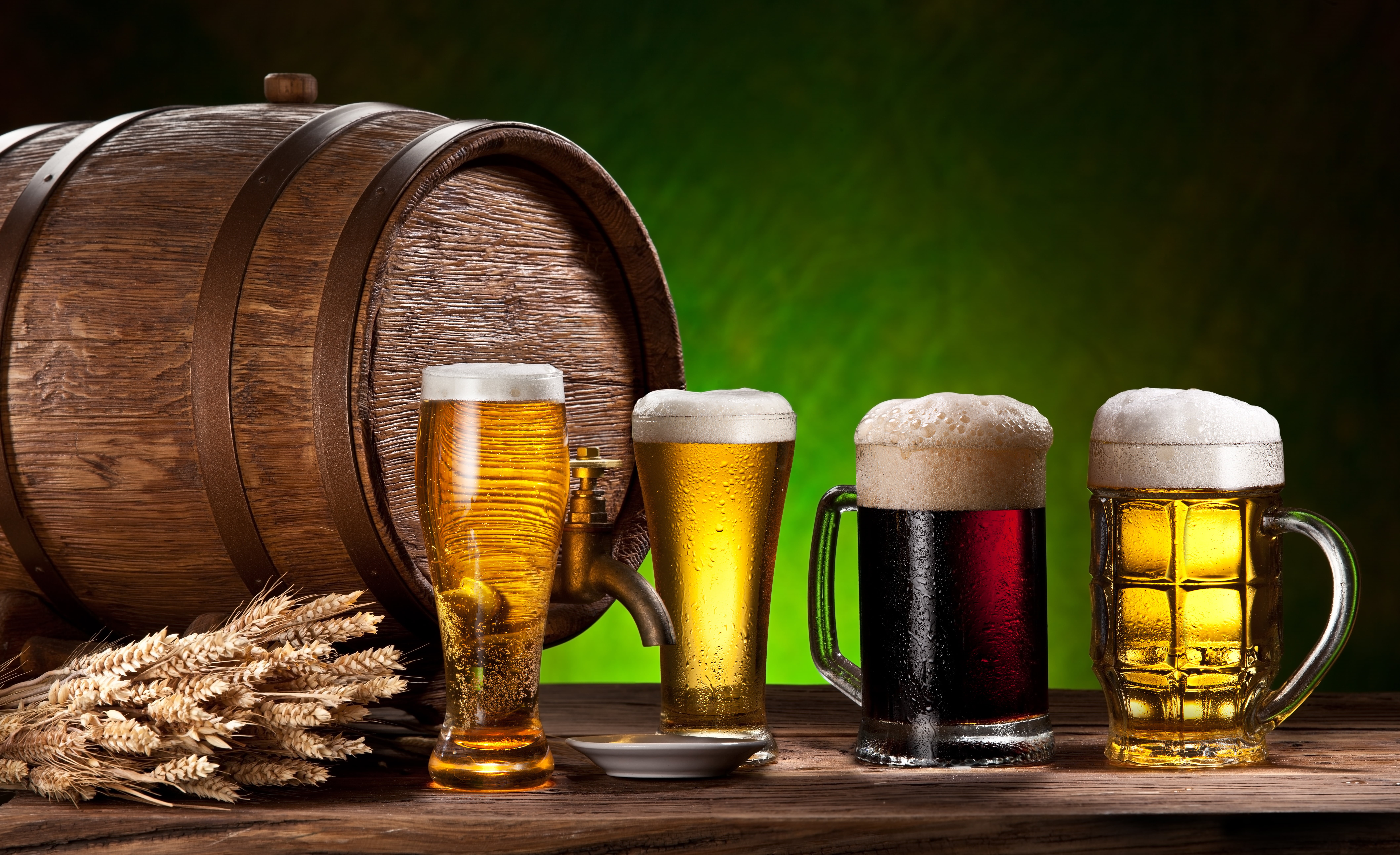 three, household equipment, glass, freshness, wood - material, ears, lager, frothy drink, crane, beers, close-up, foam, drinking glass, beer - alcohol, HD Wallpaper