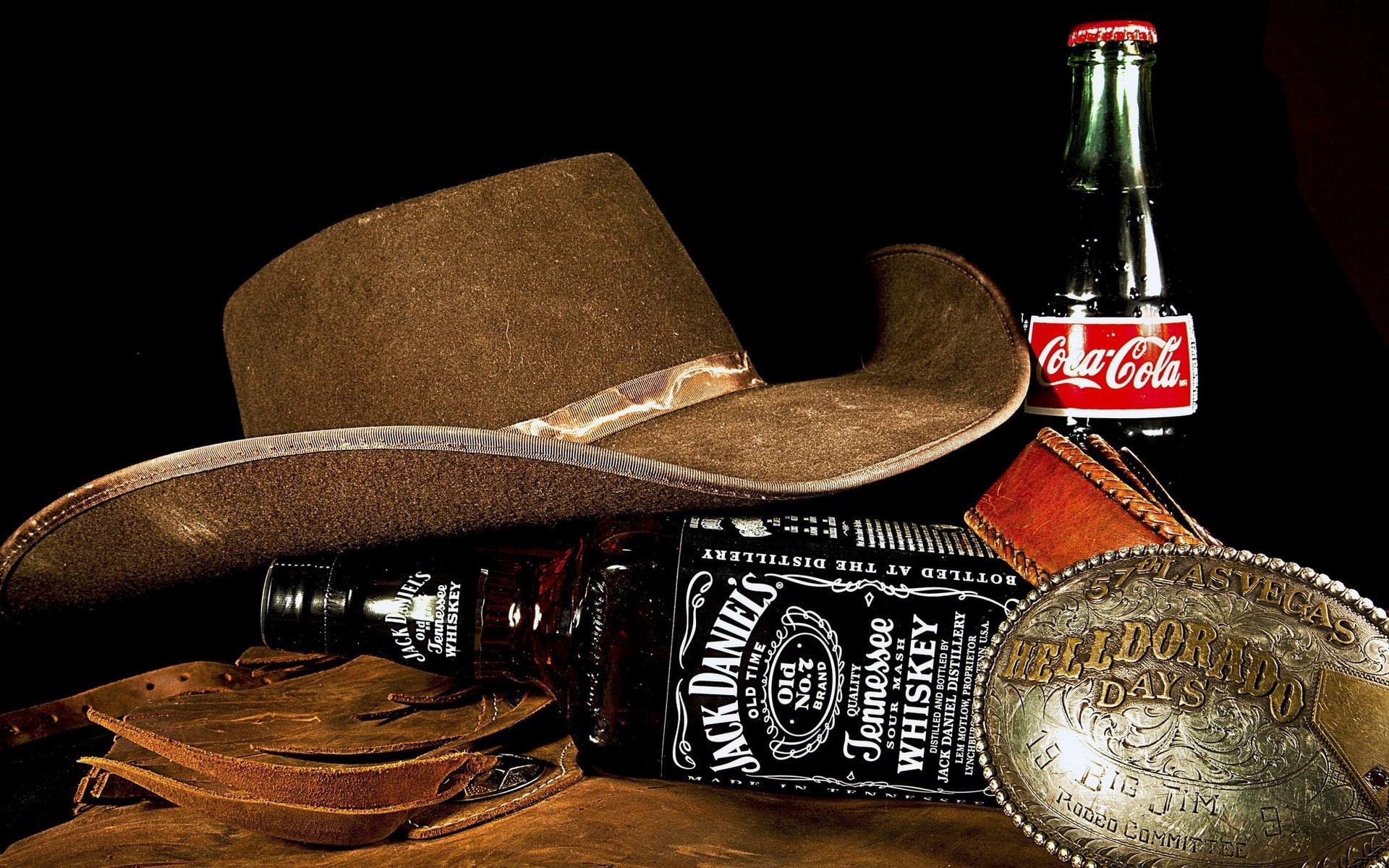 Coca-Cola, Jack Daniels, 1080P, drink, cowboy hats, HD Wallpaper