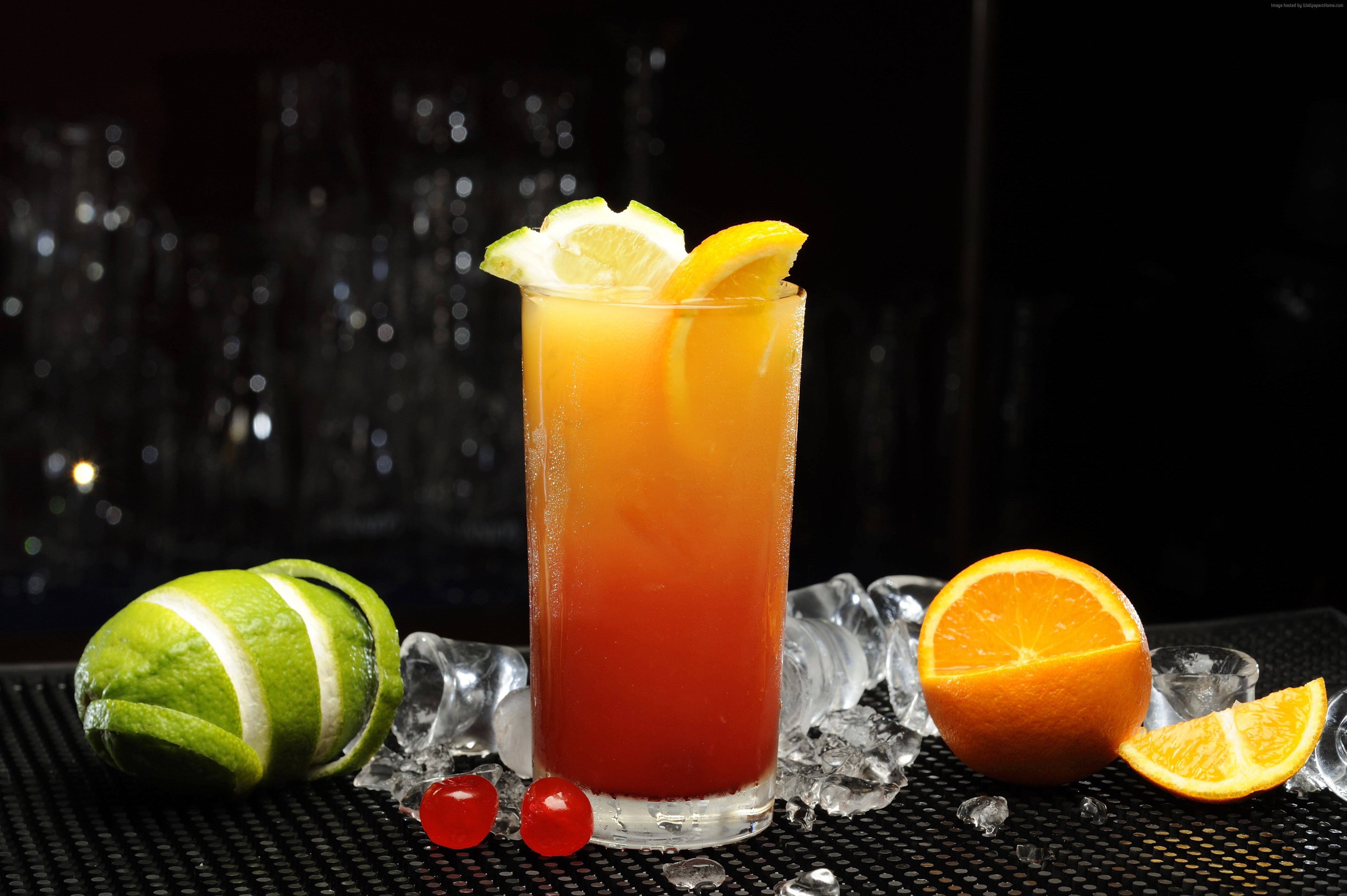 mango, lemon, orange, lime, 4K, mint, cocktails, ice, HD Wallpaper