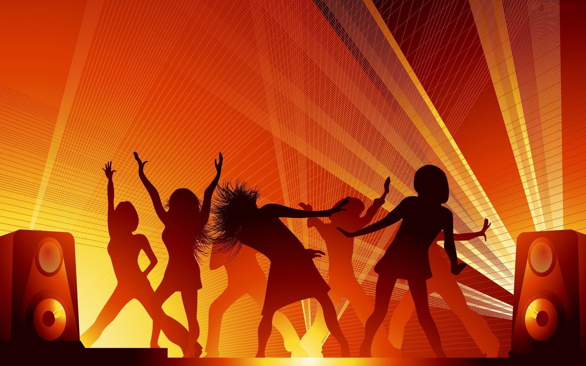1080P, siluetas, discoteca, fiesta, baile, HD Wallpaper