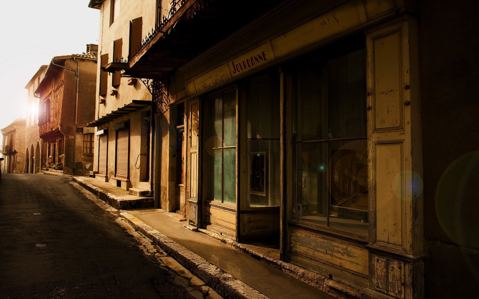 building exterior, footpath, cabinet, building, direction, day, illuminated, no people, sunlight, shelf, architecture, residential district, the way forward, HD Wallpaper