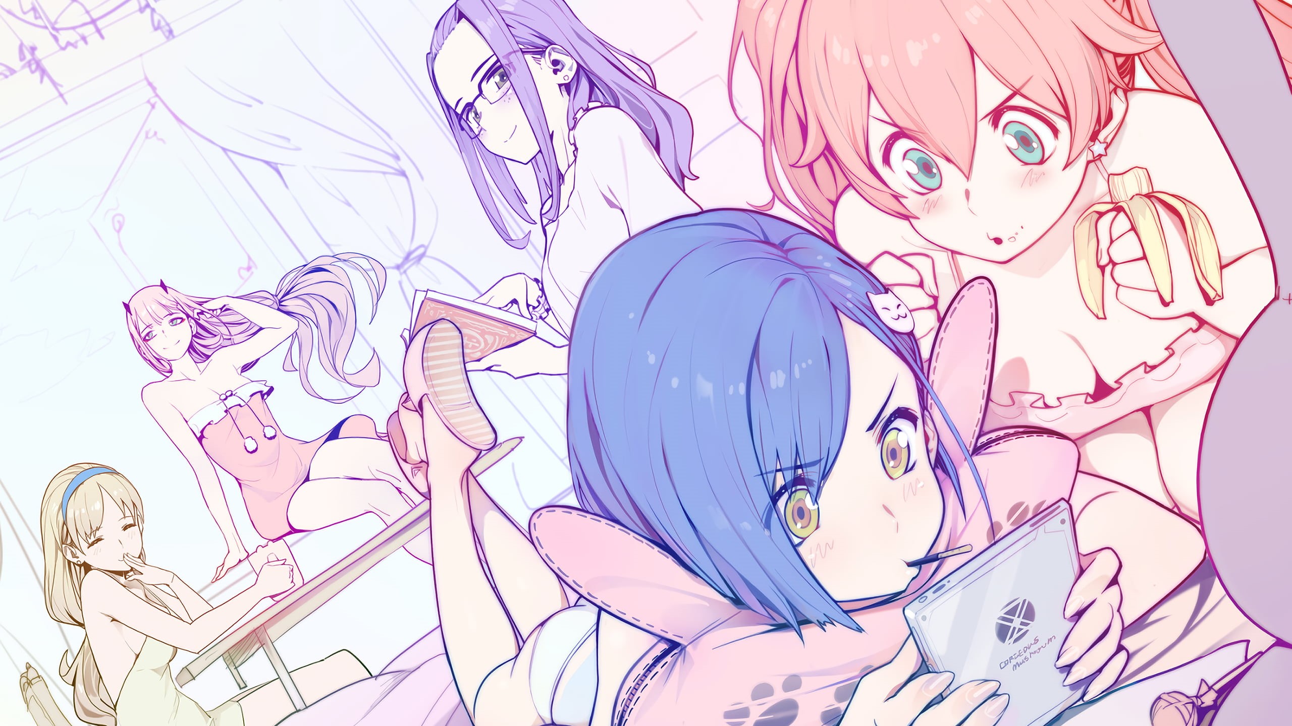 2K, Darling in the FranXX, Code:390 (Miku), Ichigo (Darling in the FranXX), Zero Two (Darling in the FranXX), Code:002, Code:556 (Kokoro), Code:196 (Ikuno, HD Wallpaper