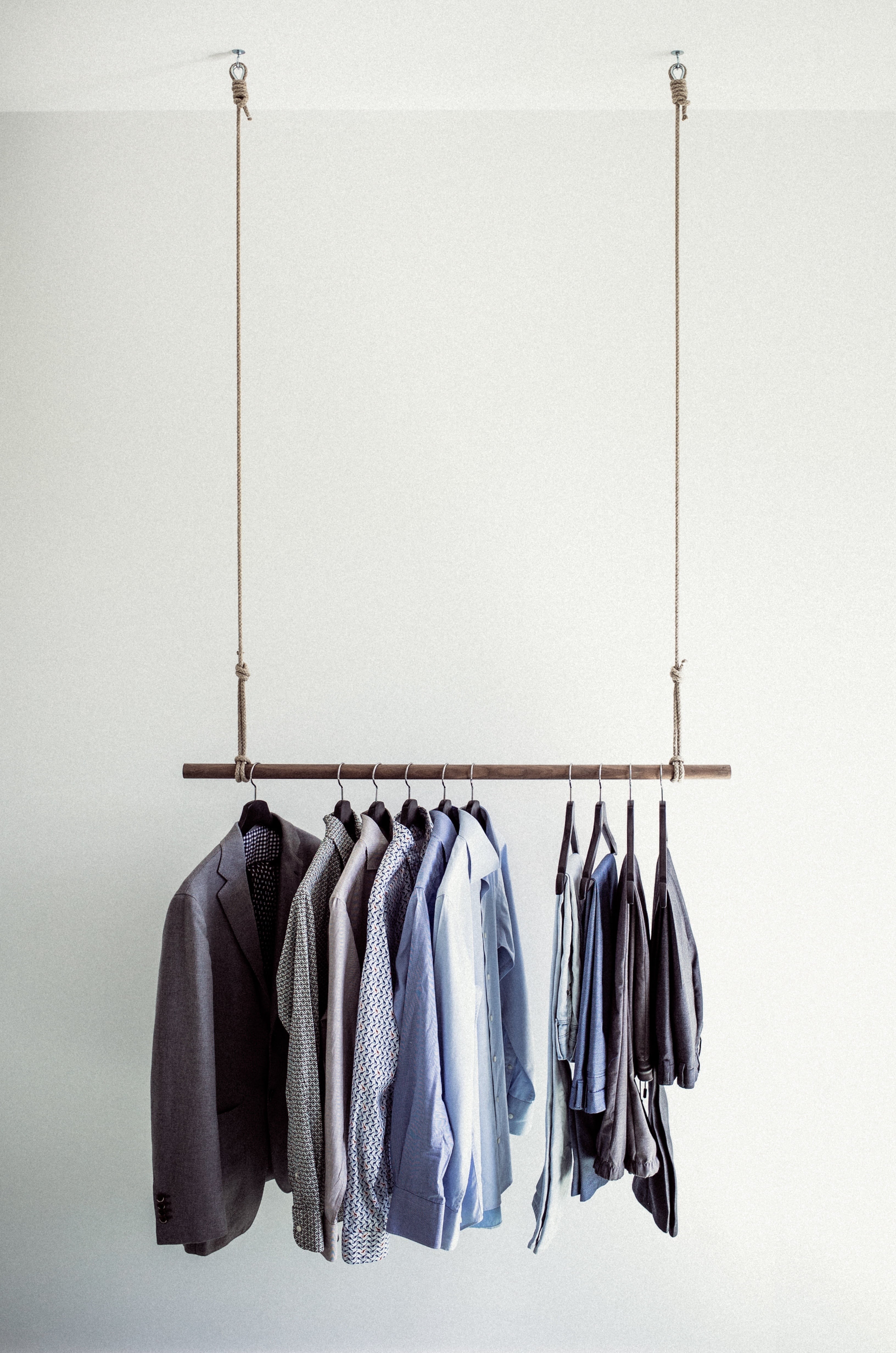 clothing, dress, clean, copy space, pants, in a row, shirt, still life, rack, hanger, side by side, hanging, retail, garment, shirts, wardrobe, fashion, Phone HD Wallpaper