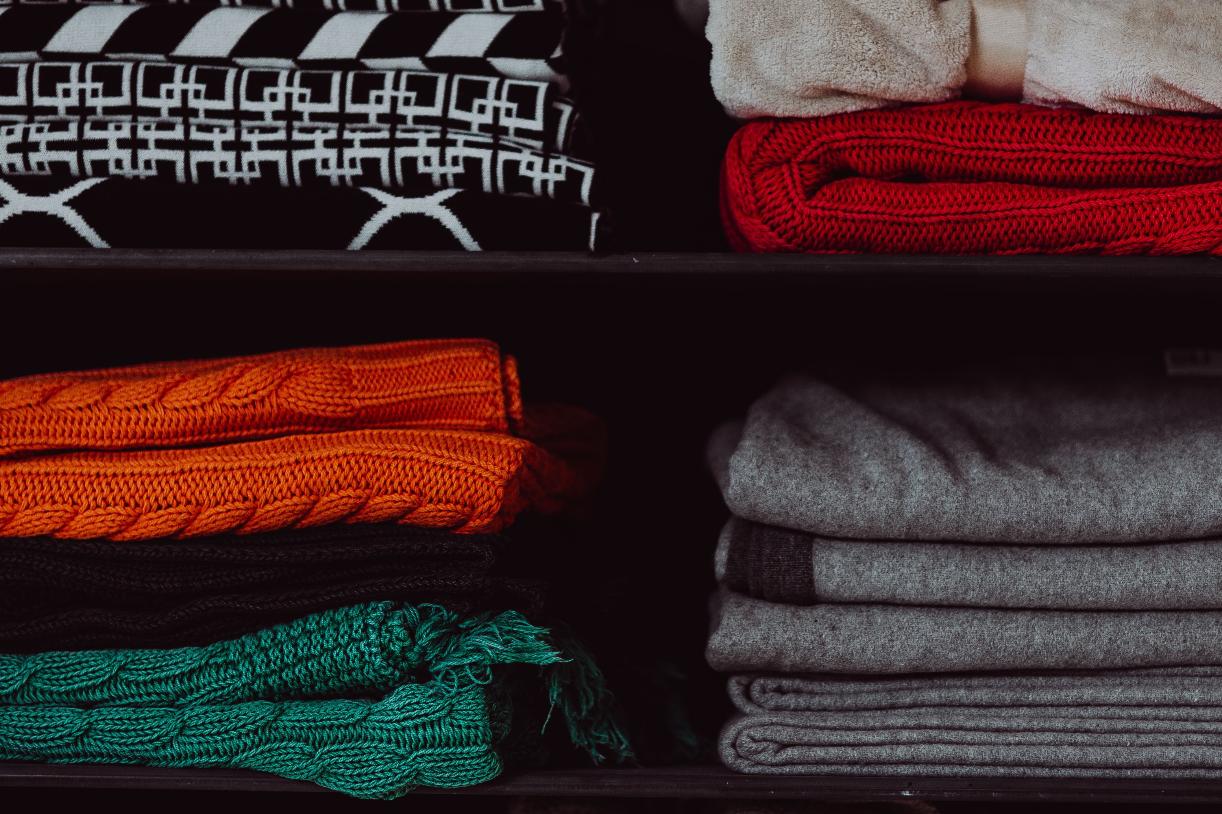 colors, 4K, multi Colored, garment, textile, Elegant, cotton, stack, interior, beautiful, communication, shelf, sweater, wool, choice, clothing, decor, HD Wallpaper