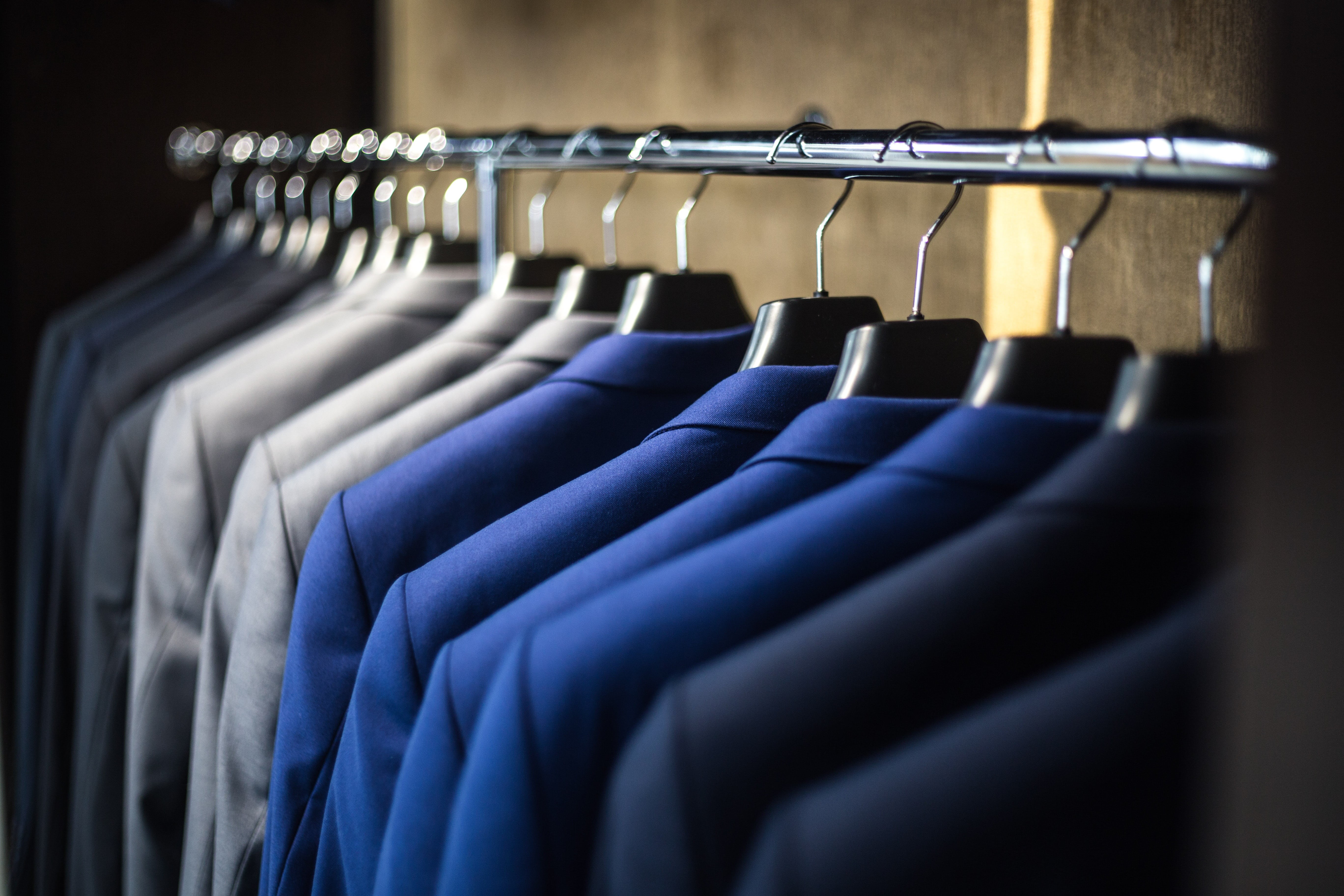 dress, no people, formalwear, clothing, business, selective, retail, photography, rack, 5K, girls, in a row, variation, focus, suit, indoors, model, hanging, HD Wallpaper