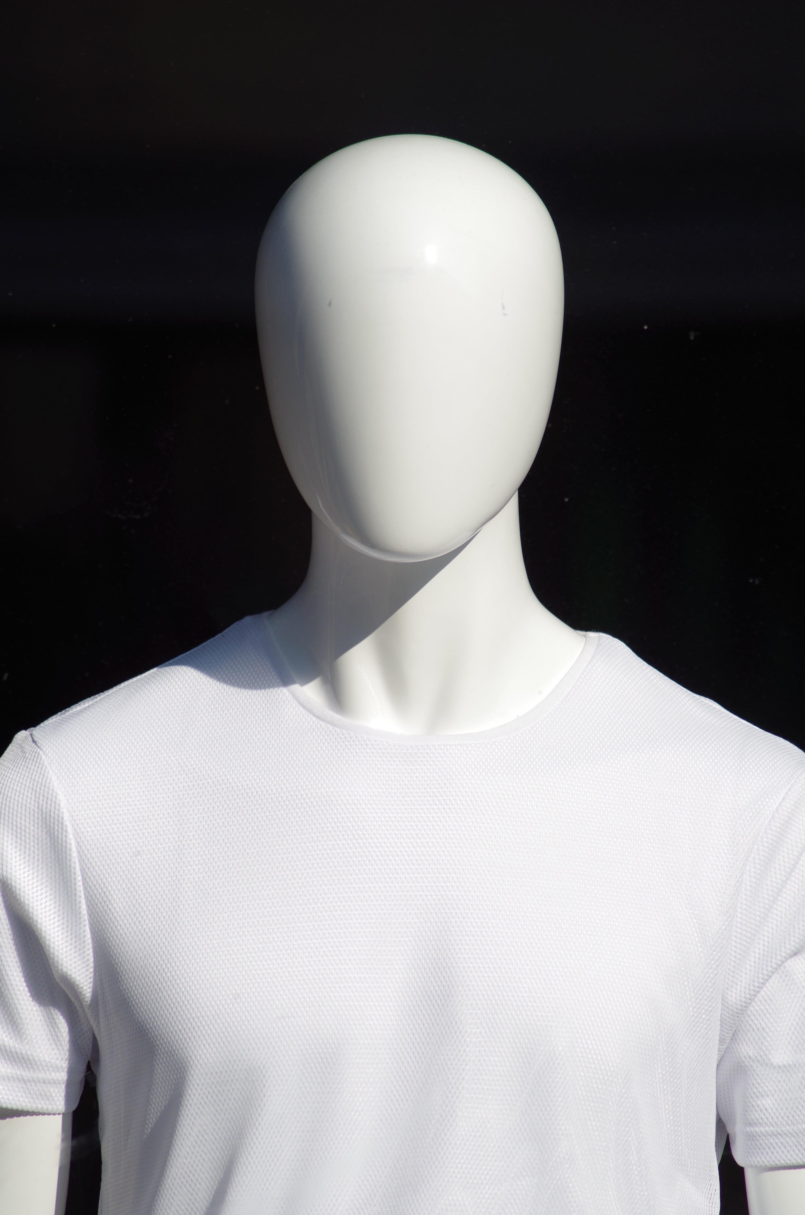 male, t-Shirt, retail display, black background, fashion, people, white, indoors, dummy, retail, focus on foreground, head, textile, garment, consumerism, Phone HD Wallpaper