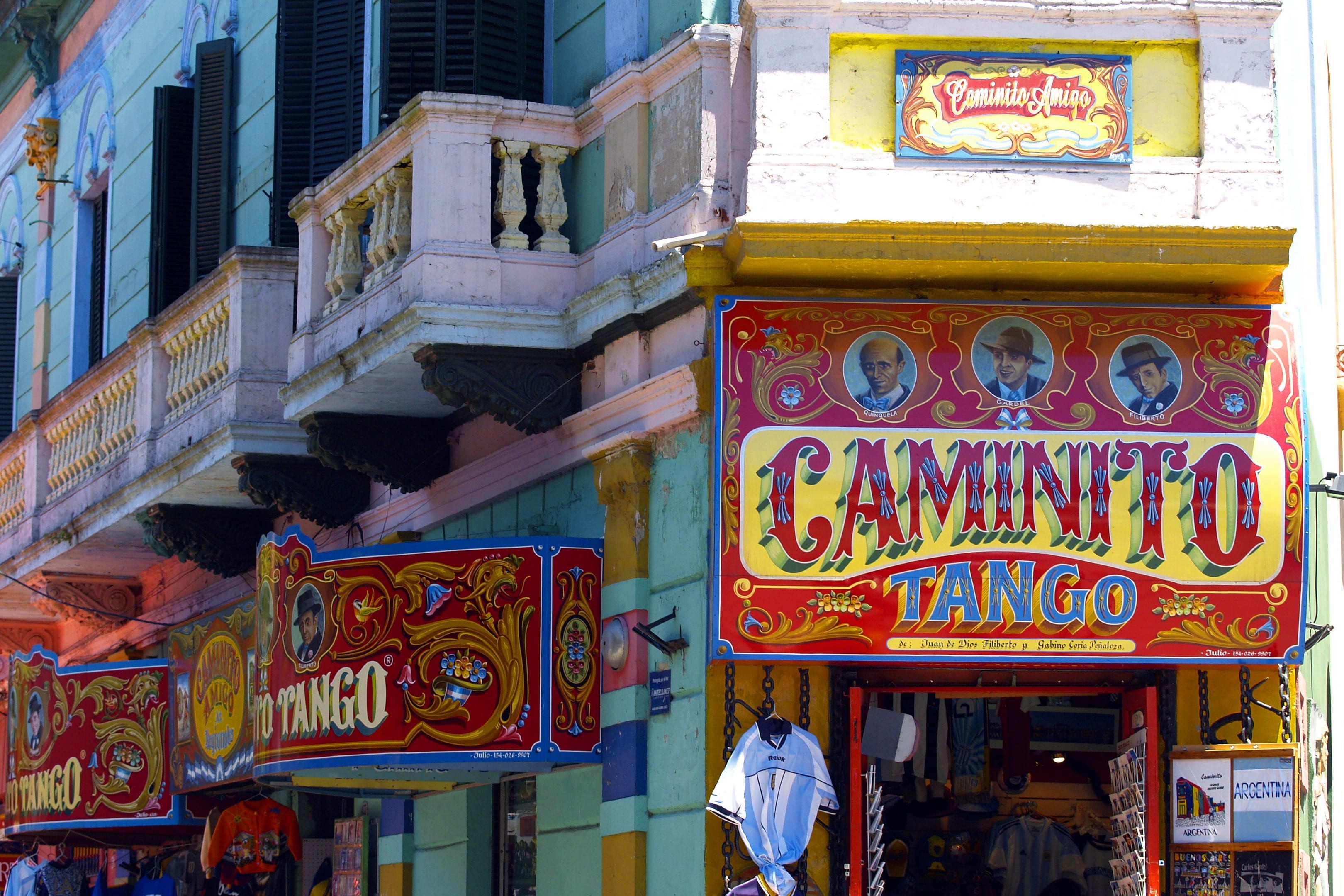 building exterior, built structure, low angle view, day, city, no people, facade, market, non-western script, tango, 2K, yellow, street, colorful, buenos aires, HD Wallpaper