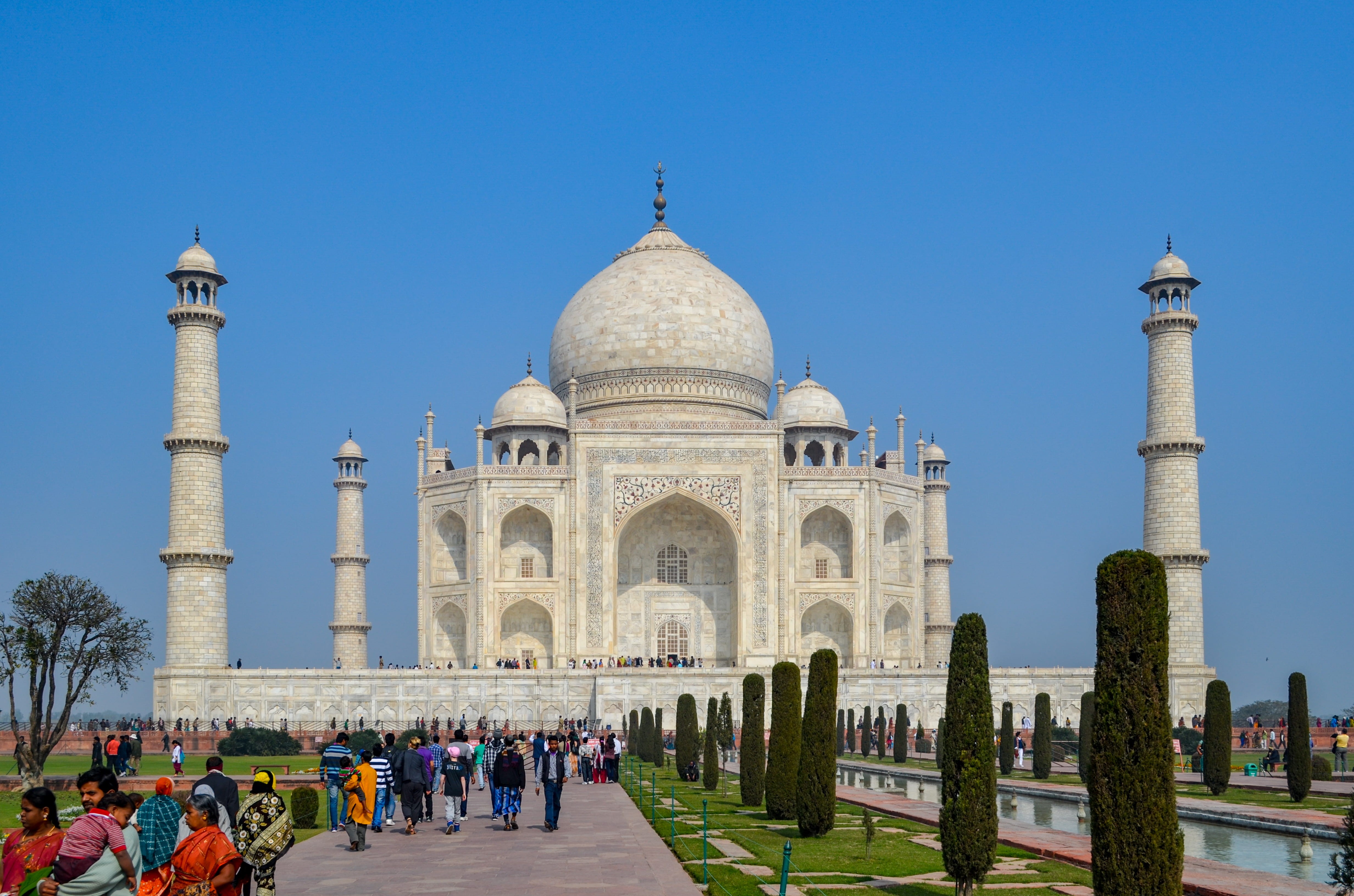travel, hd background, ancient, arch, clear sky, tourism, built structure, sky, the past, real people, outdoors, building exterior, world, india, dome, HD Wallpaper