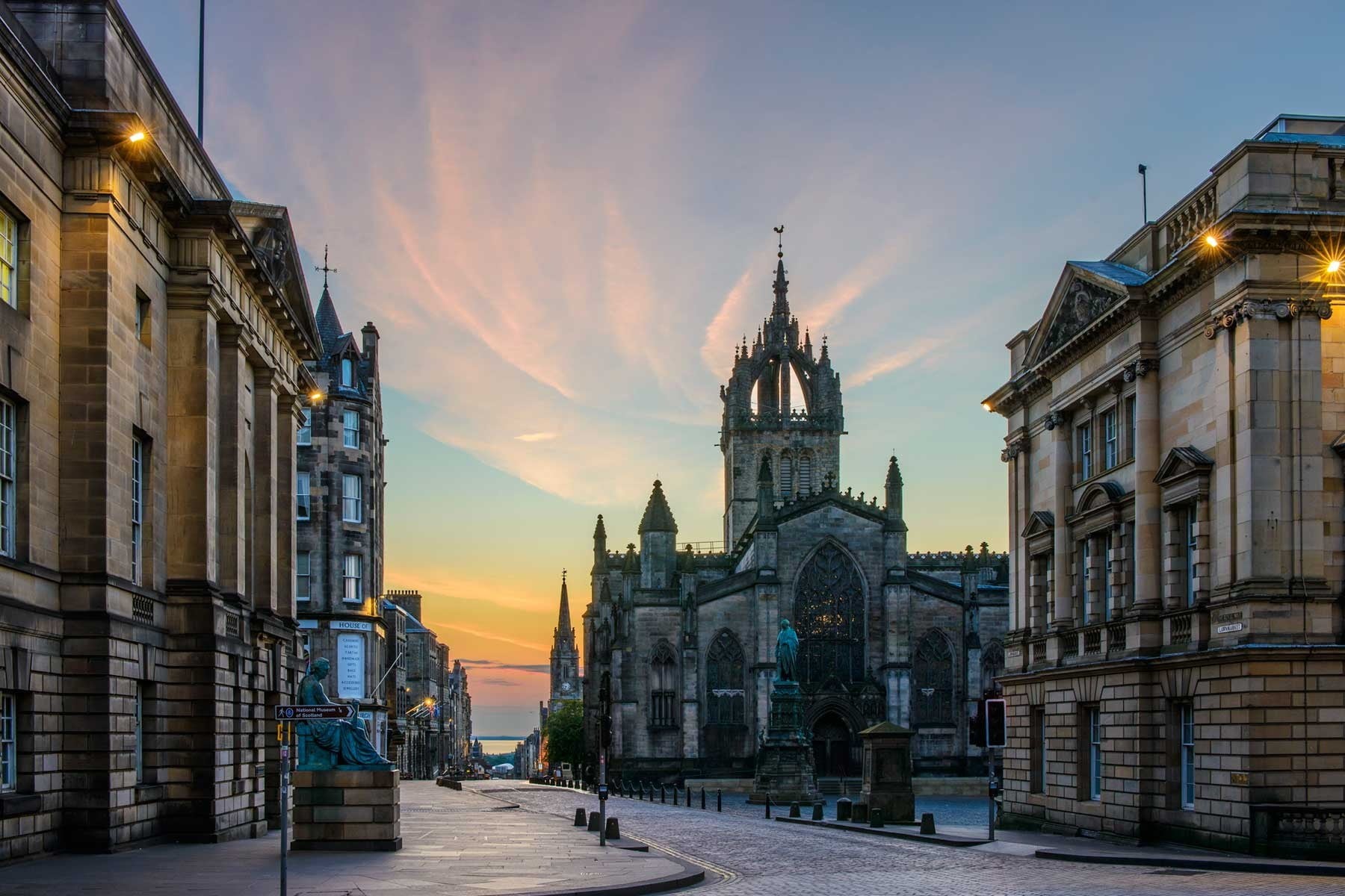 travel destinations, Scotland, no people, nature, sculpture, history, architecture, building, built structure, the past, cathedral, sunset, belief, religion, HD Wallpaper