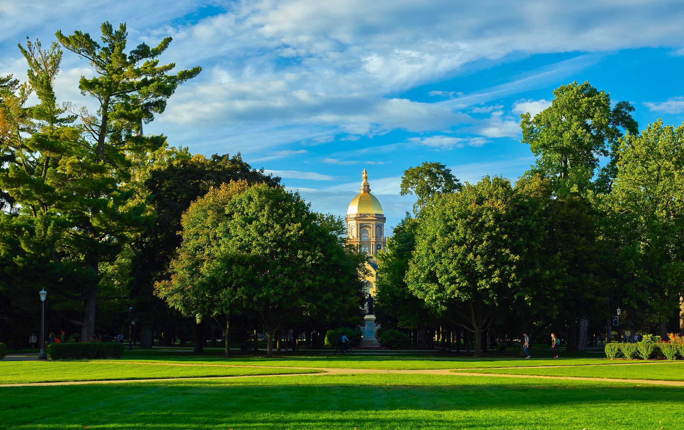day, south bend, tourism, building, school, spire, travel destinations, built structure, summer, landmark, catholic, architecture, outside, education, green color, HD Wallpaper
