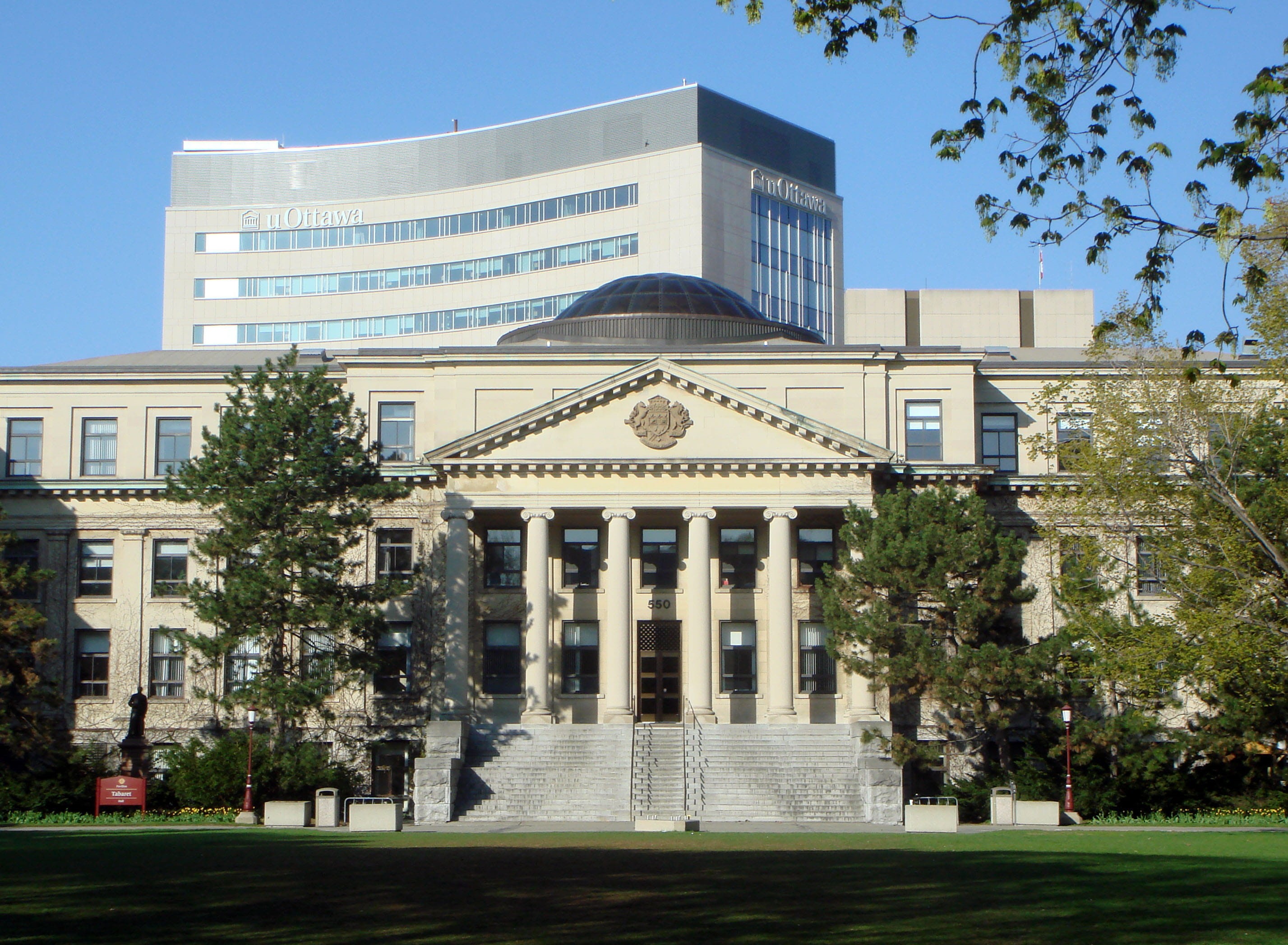 facade, tree, public domain, University of Ottawa, photos, no people, Canada, 2K, city, outdoors, architecture And Buildings, travel, ontario, lawn, sky, HD Wallpaper