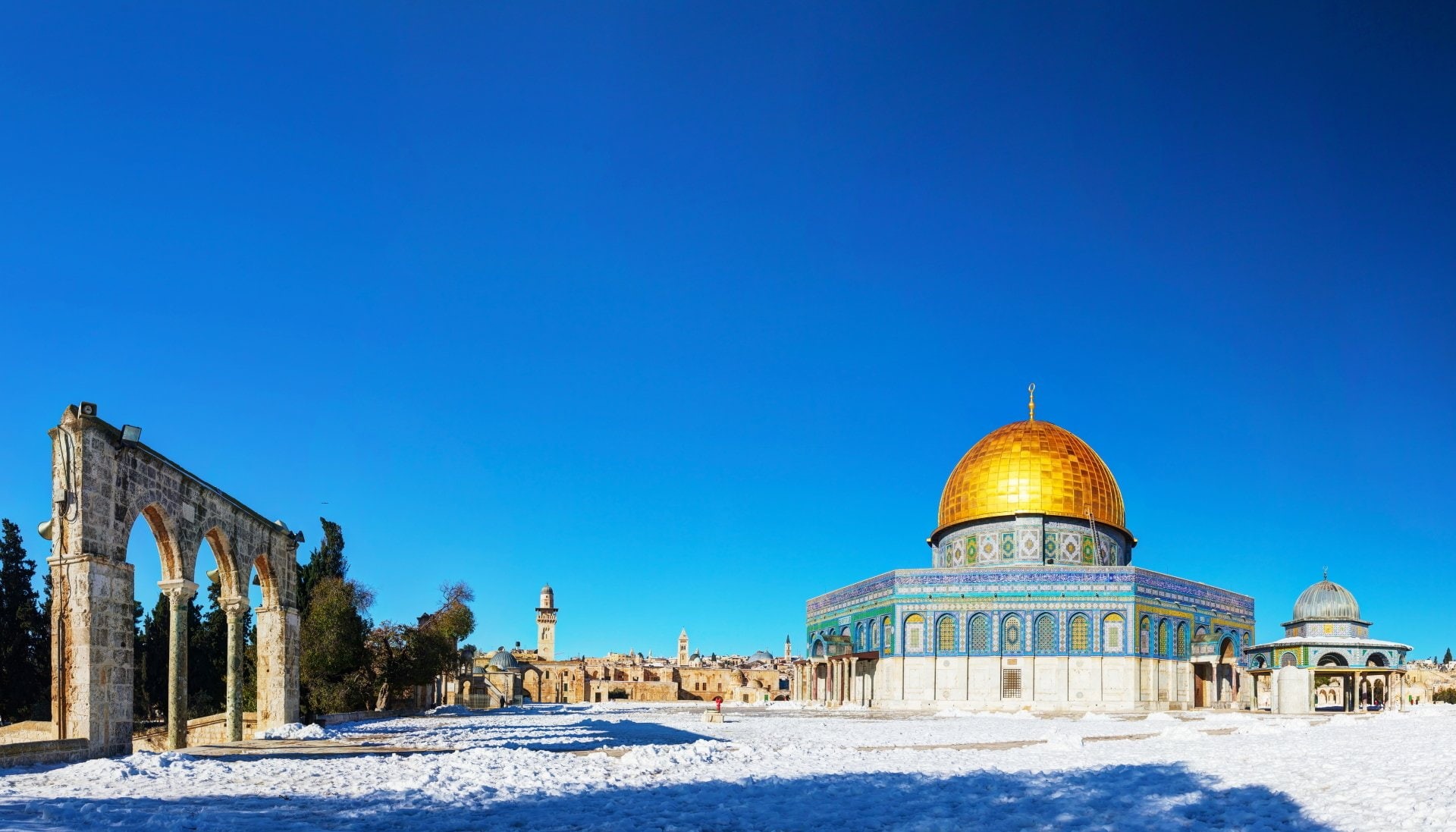 architecture, blue, building exterior, history, sky, no people, nature, Shrine, Jerusalem, winter, religion, travel, place of worship, clear sky, built structure, HD Wallpaper