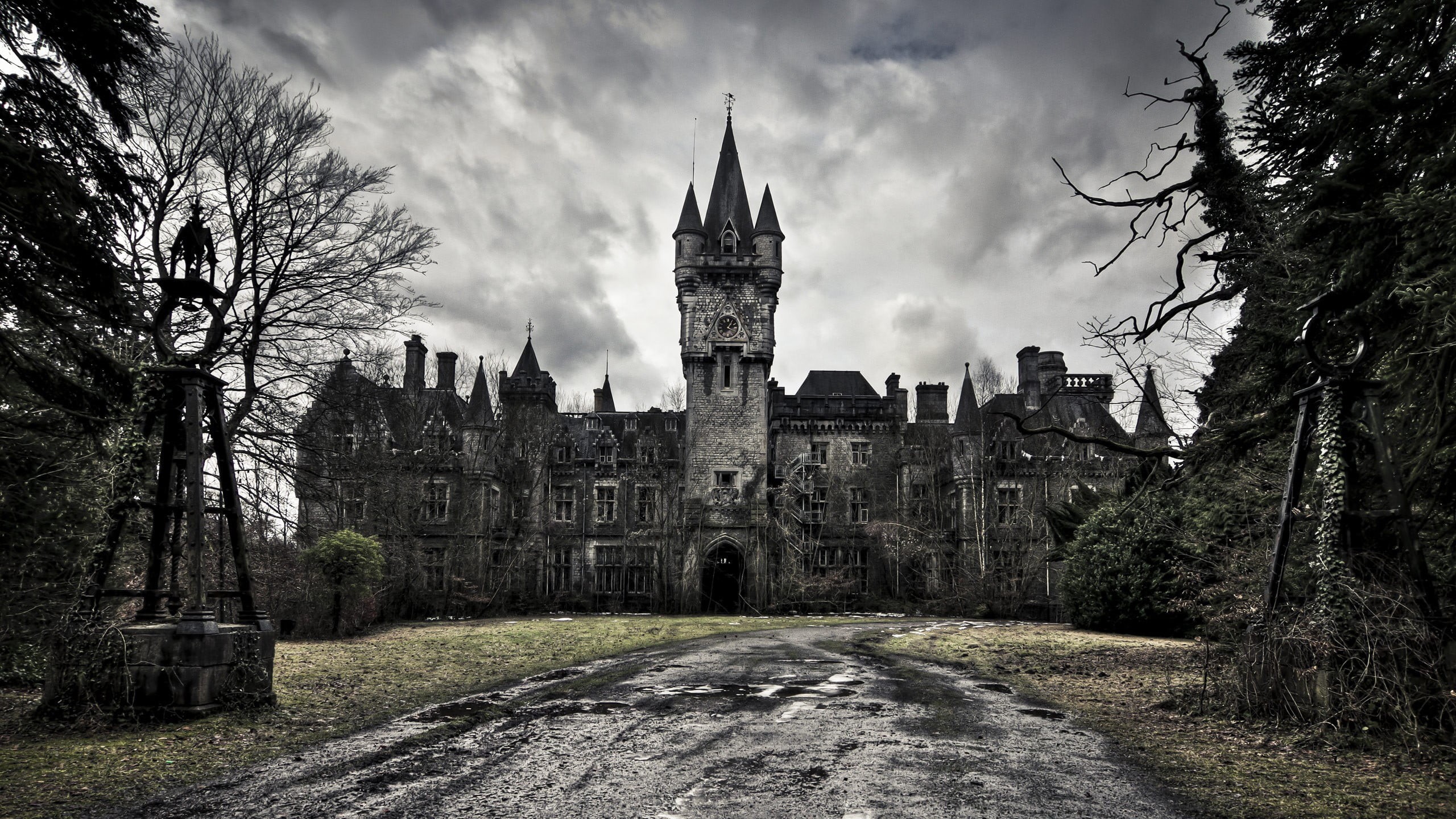 history, old, building exterior, tree, sky, HDR, castle, outdoors, 2K, photography, the past, cloud - sky, concrete, nature, no people, structure, city, HD Wallpaper