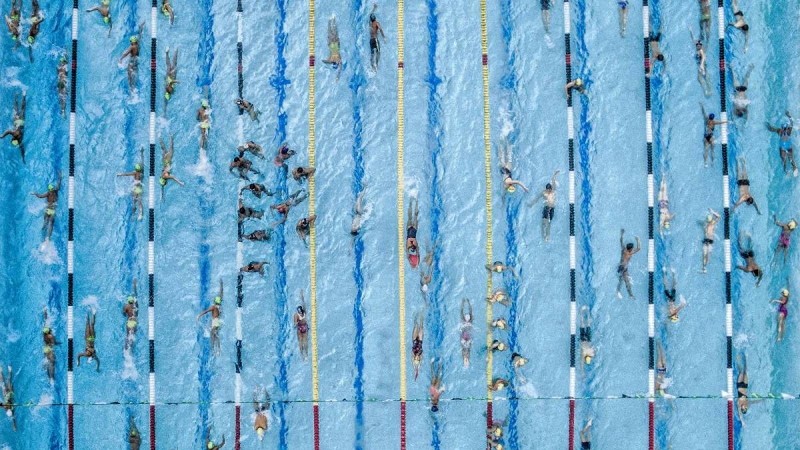 Juan Pablo Bayona, Spain, swimming, 720P, drone, HD Wallpaper