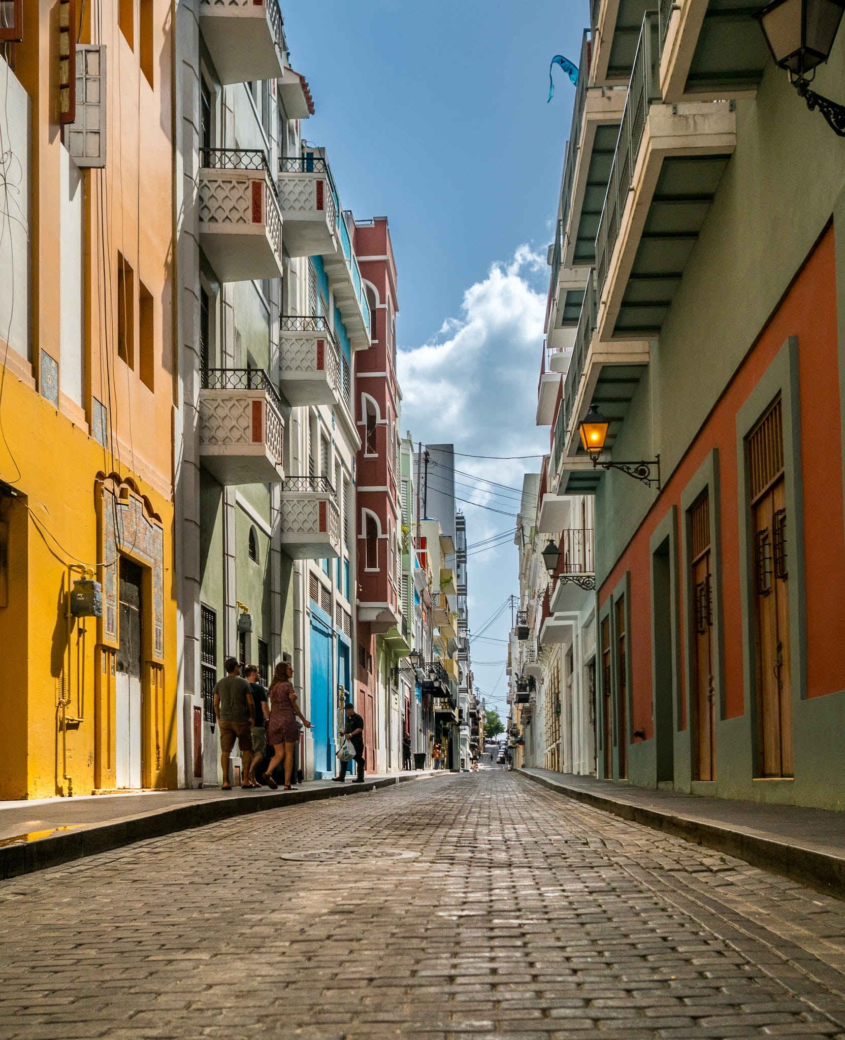1080P, no people, day, city, cloud - sky, san juan, long, streets, outdoors, direction, road, transportation, residential district, street, footpath, cloud, Phone HD Wallpaper