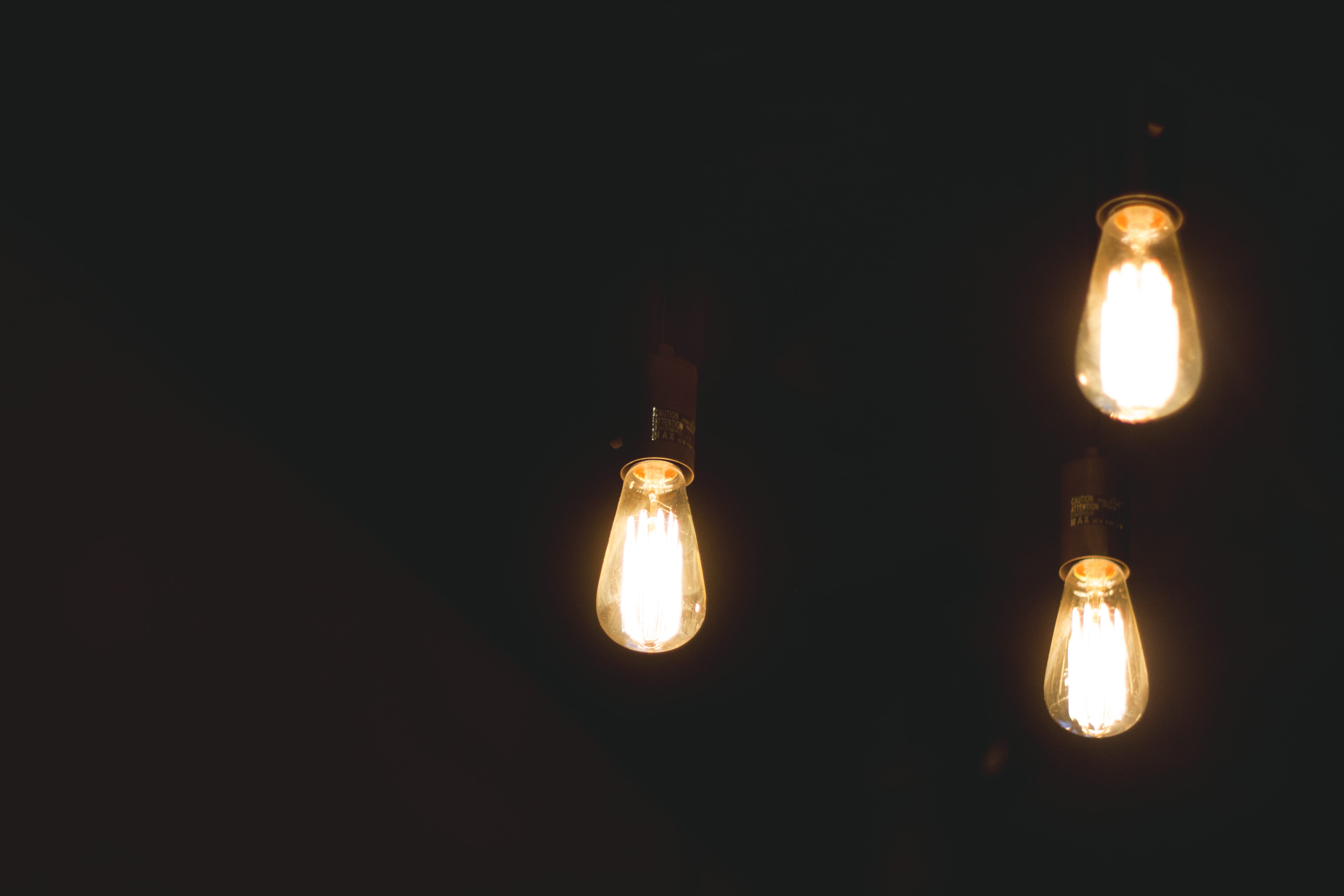 light bulb, close-up, domestic room, illuminated, three, light - natural phenomenon, vintage, copy space, lights, restuarant, old fashioned, electric light, HD Wallpaper