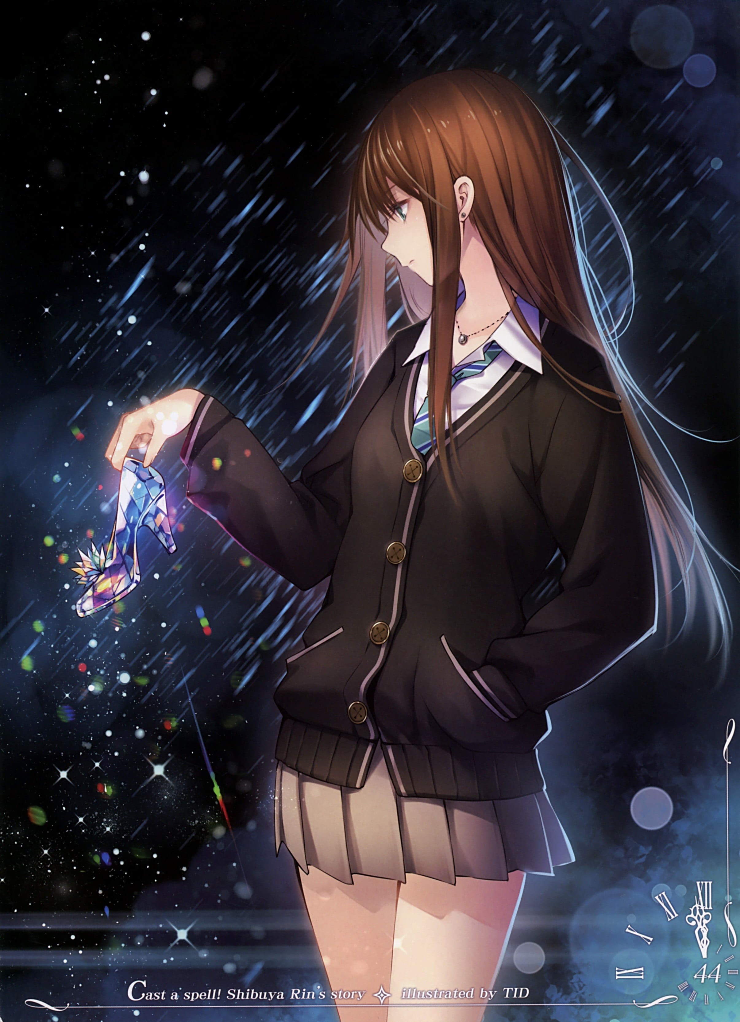 clothing, illuminated, night, studio shot, adult, black background, fashion, rain, Shibuya Rin, young women, digital composite, beautiful woman, nightclub, Phone HD Wallpaper