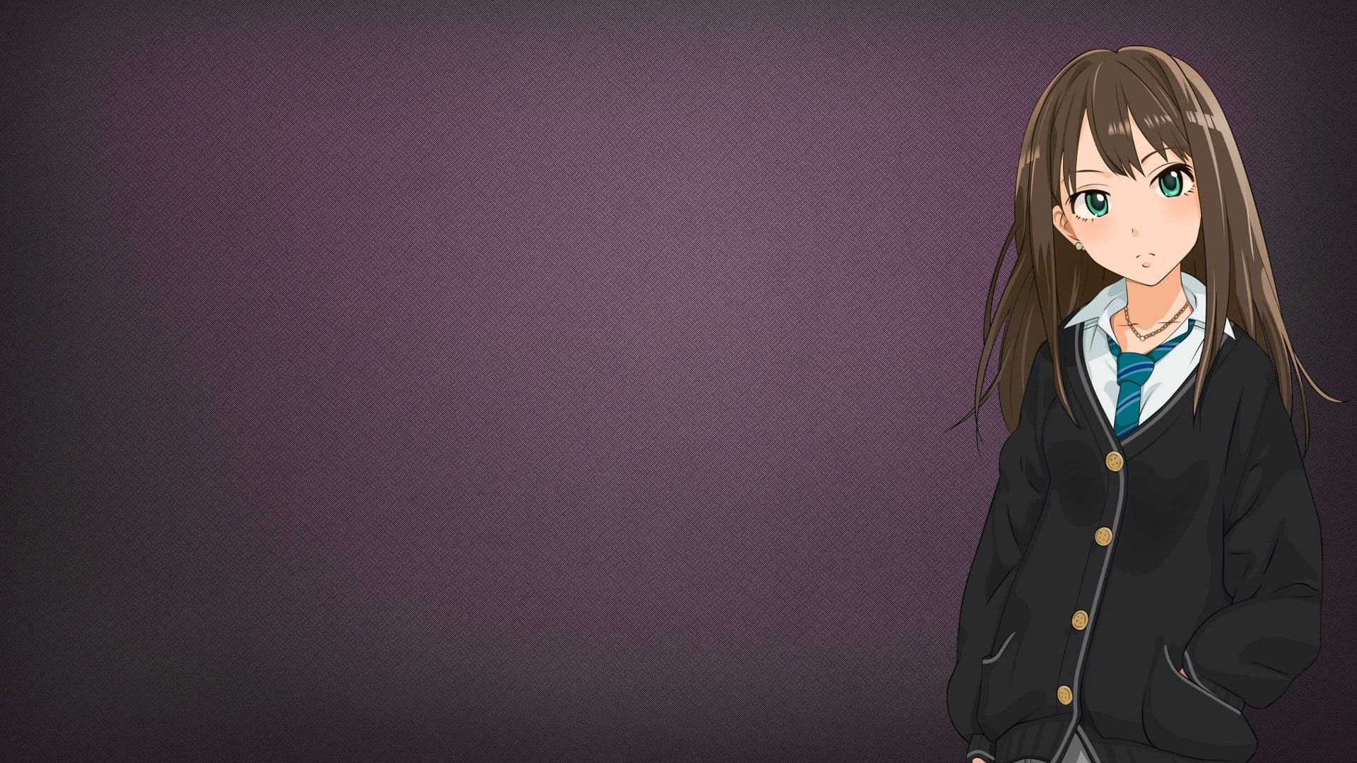 standing, indoors, anime girls, innocence, colored background, creativity, studio shot, simple background, clothing, hairstyle, hair, girls, 1080P, fashion, HD Wallpaper