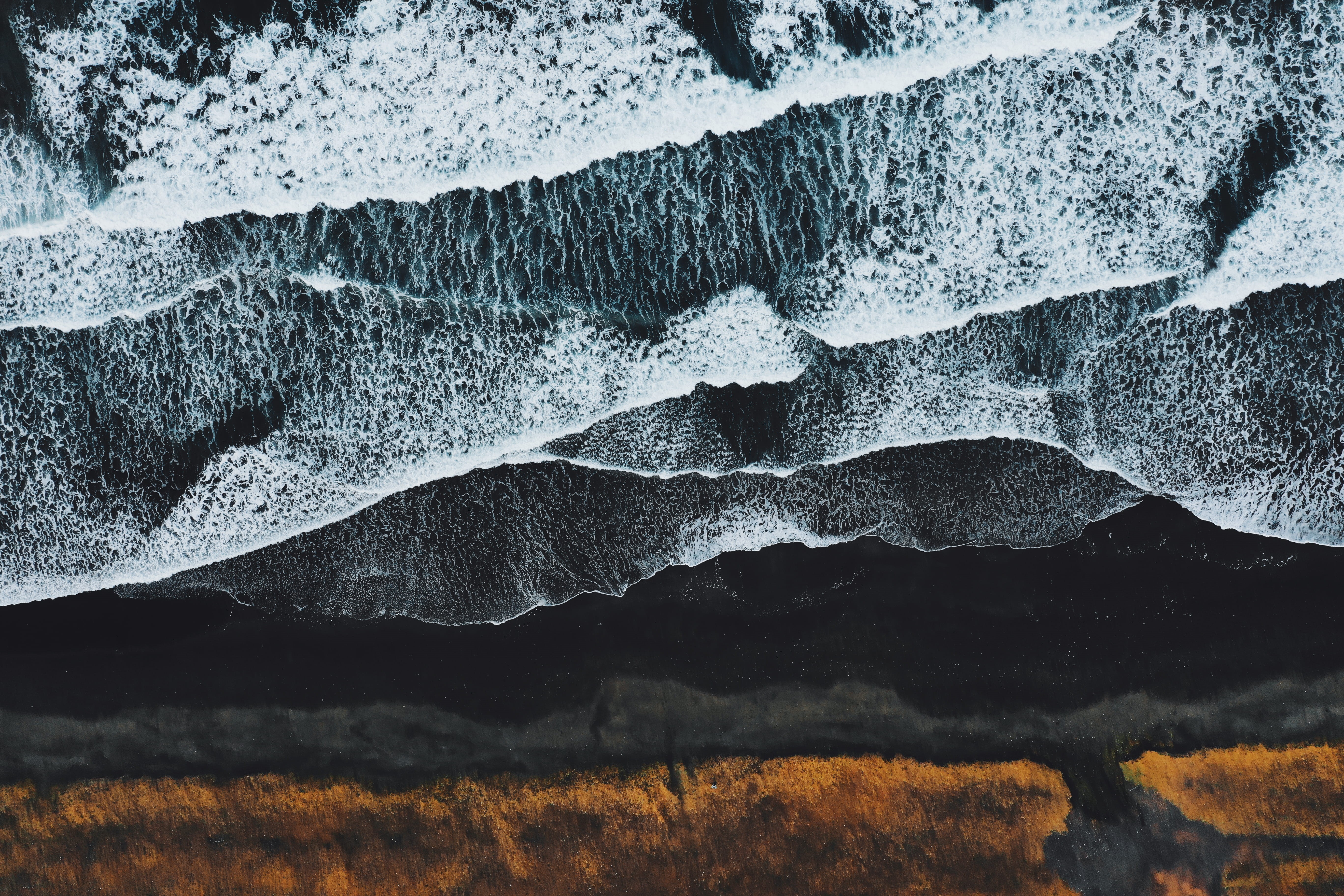 rock - Object, waves, drone view, nature, from above, famous Place, sea, frozen, mountain, snow, landscape, beauty In Nature, black Color, HD Wallpaper