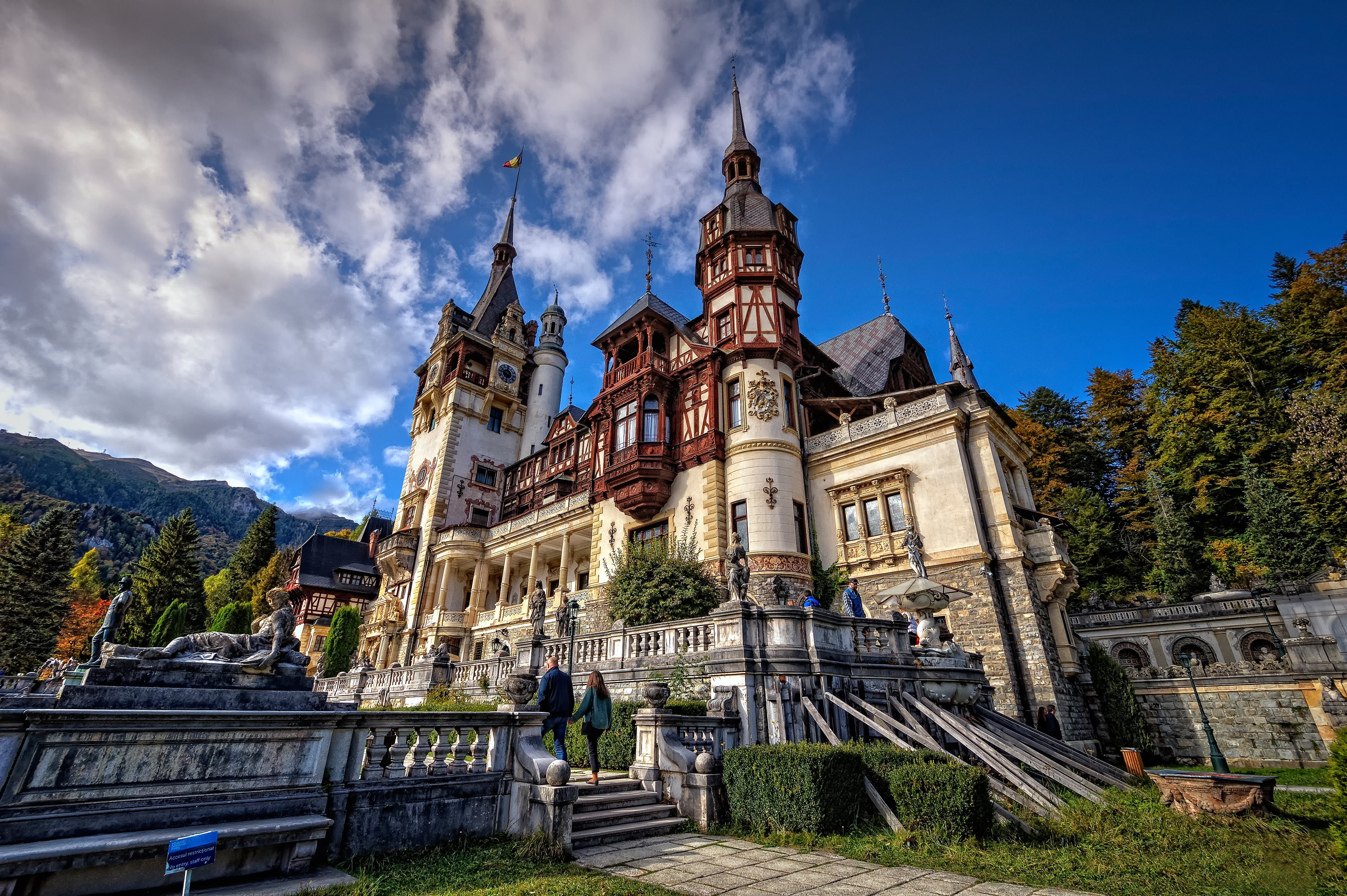 Sinai, Peles Castle, castle, architecture, 4K, Romania, Sinaia, HD Wallpaper