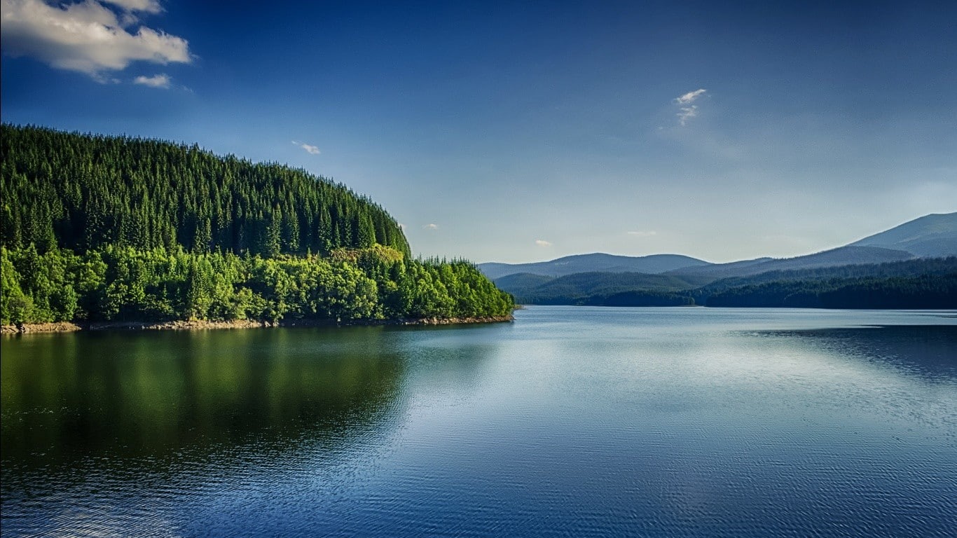 plant, Romania, nature, coniferous tree, day, sky, water, outdoors, cloud - sky, tree, idyllic, beauty in nature, scenics - nature, reflection, no people, HD Wallpaper