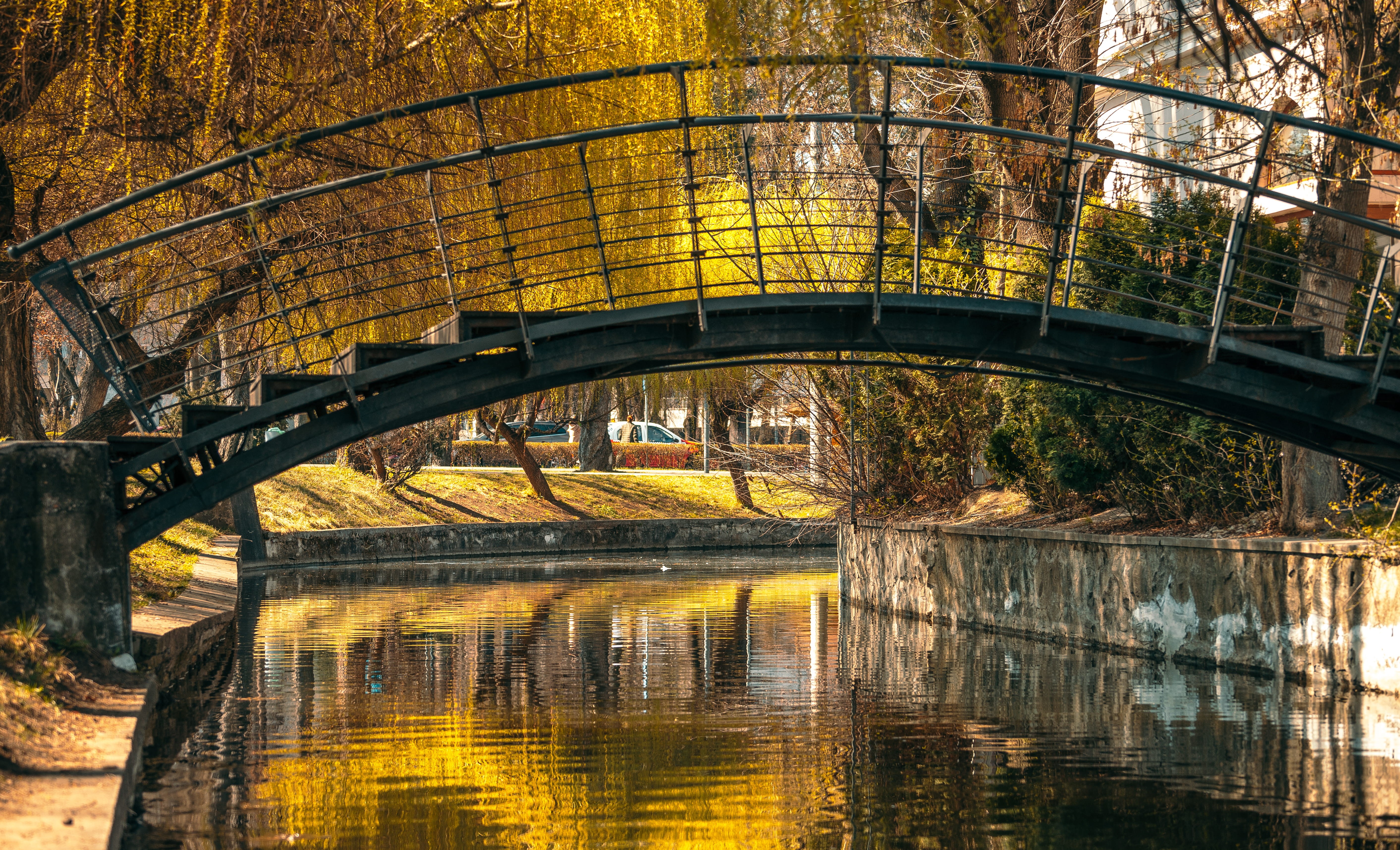 canal, arched, plant, architecture, lake, bridge, river, no people, transportation, tree, nature, connection, waterfront, green, autumn, water, 5K, willow, HD Wallpaper