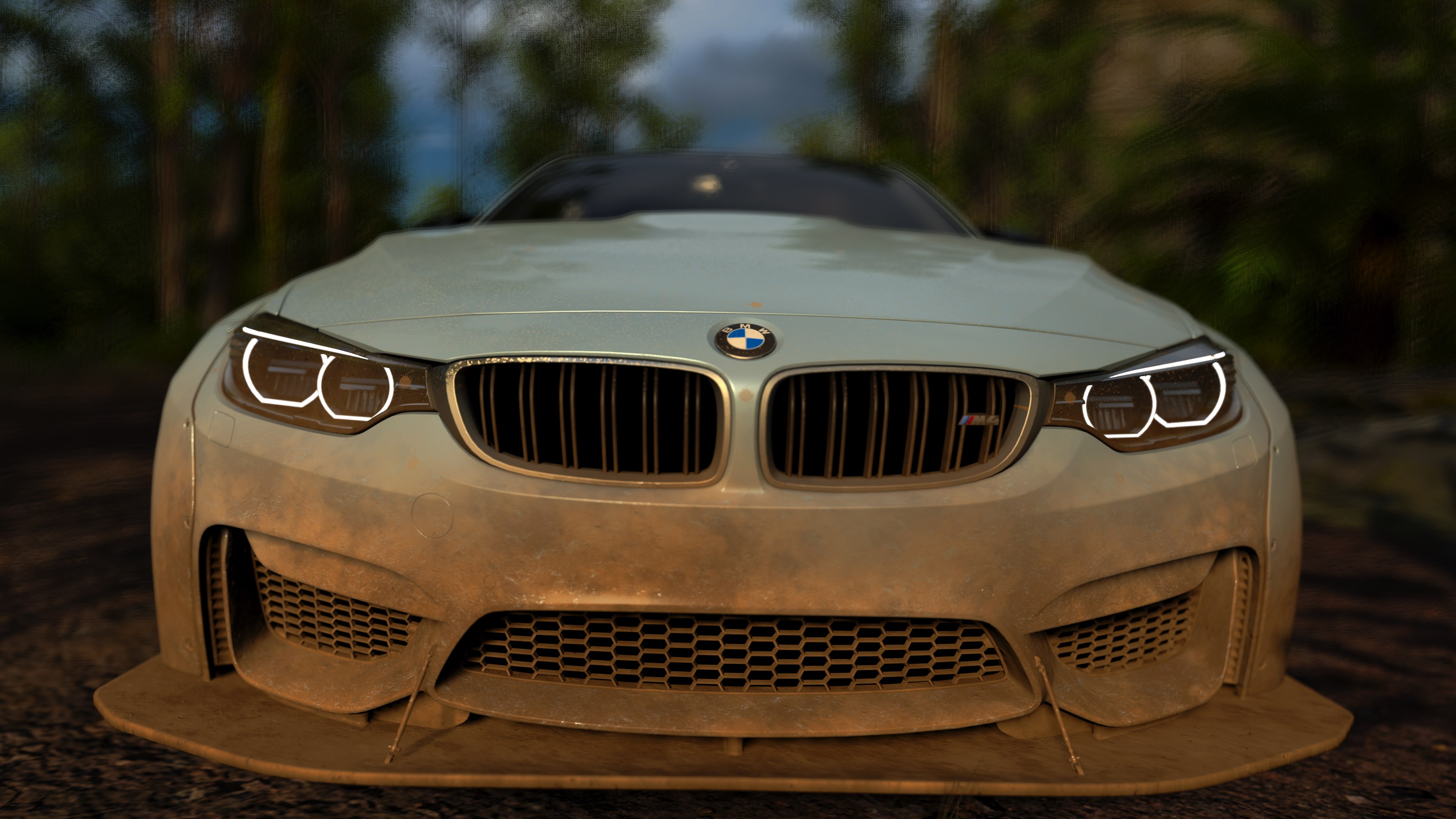 outdoors, nature, Forza, reflection, front view, retro styled, 4K, mode of transportation, glass - material, metal, headlight, car, motor vehicle, no people, HD Wallpaper