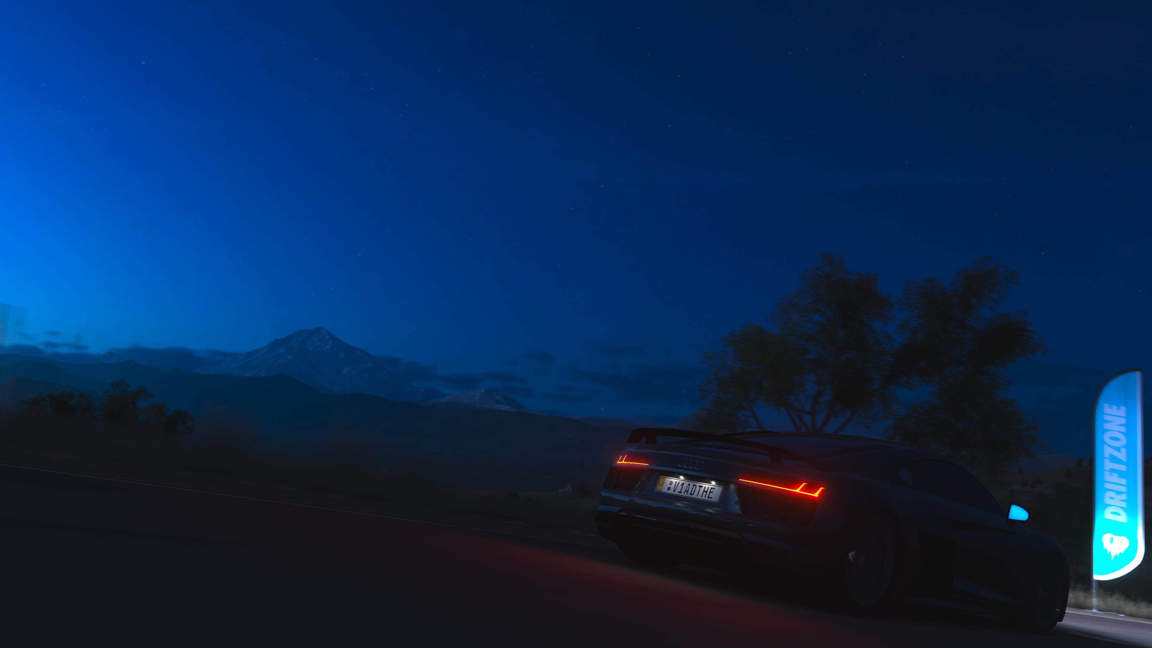 outdoors, sky, blue, car, tree, travel, plant, scenics - nature, mode of transportation, nature, city, land vehicle, illuminated, forza horizon 3, 4K, HD Wallpaper