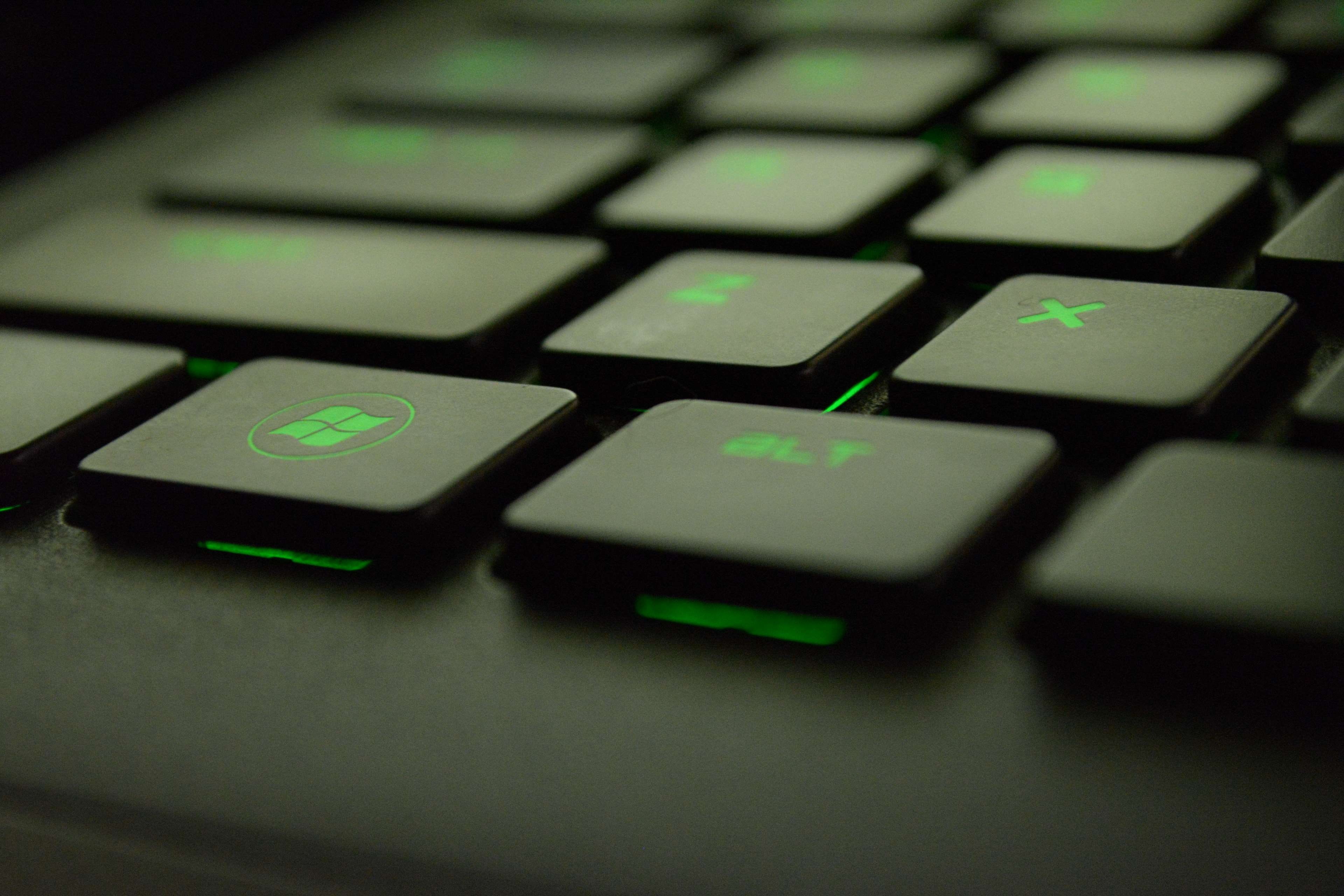gaming, typing, pc, microsoft, green, 4K, technology, windows, keyboard, computer, HD Wallpaper