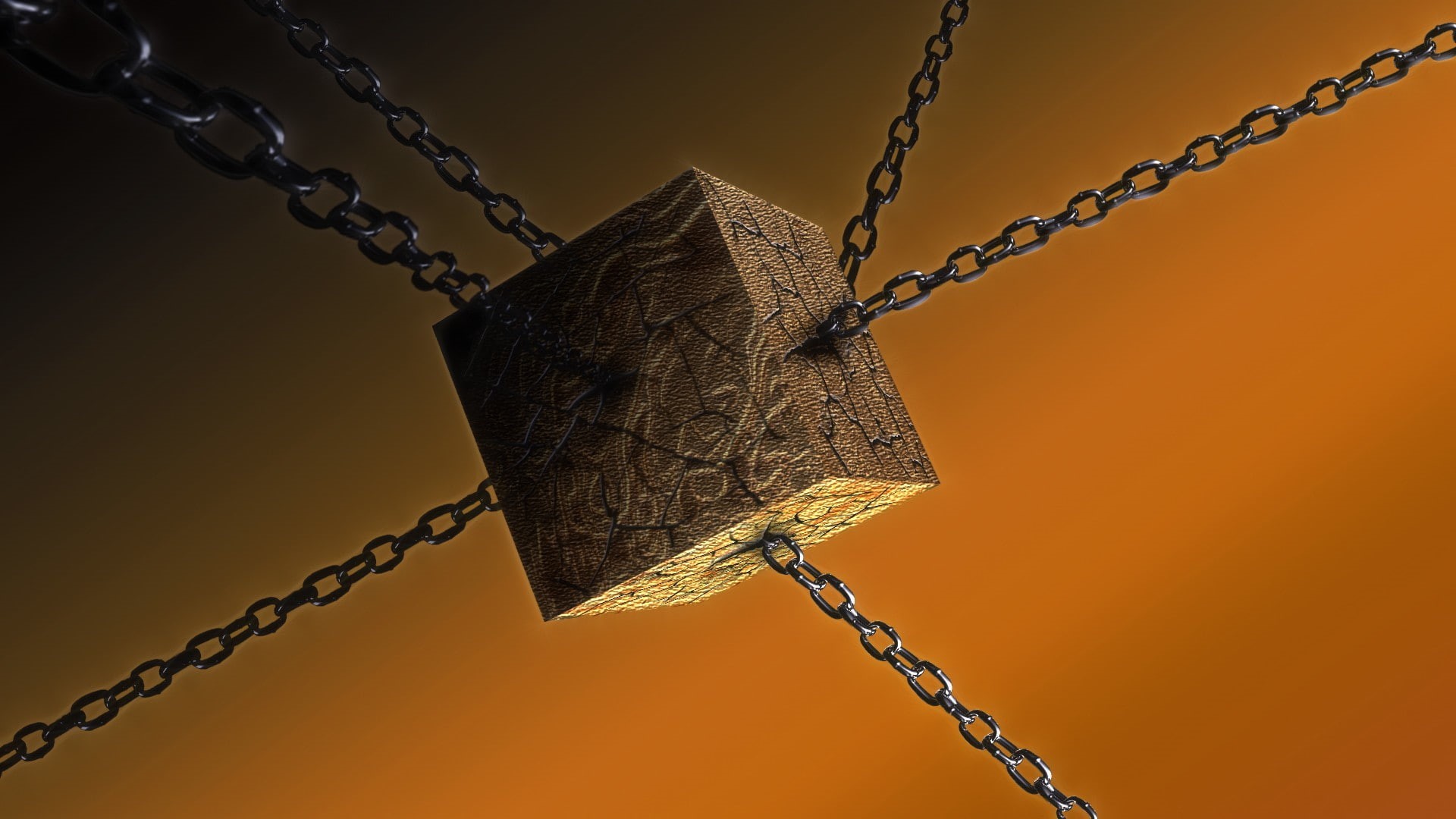 1080P, no people, finance, strength, protection, cube, day, focus on foreground, security, metal, safety, orange color, rope, nature, chains, connection, HD Wallpaper