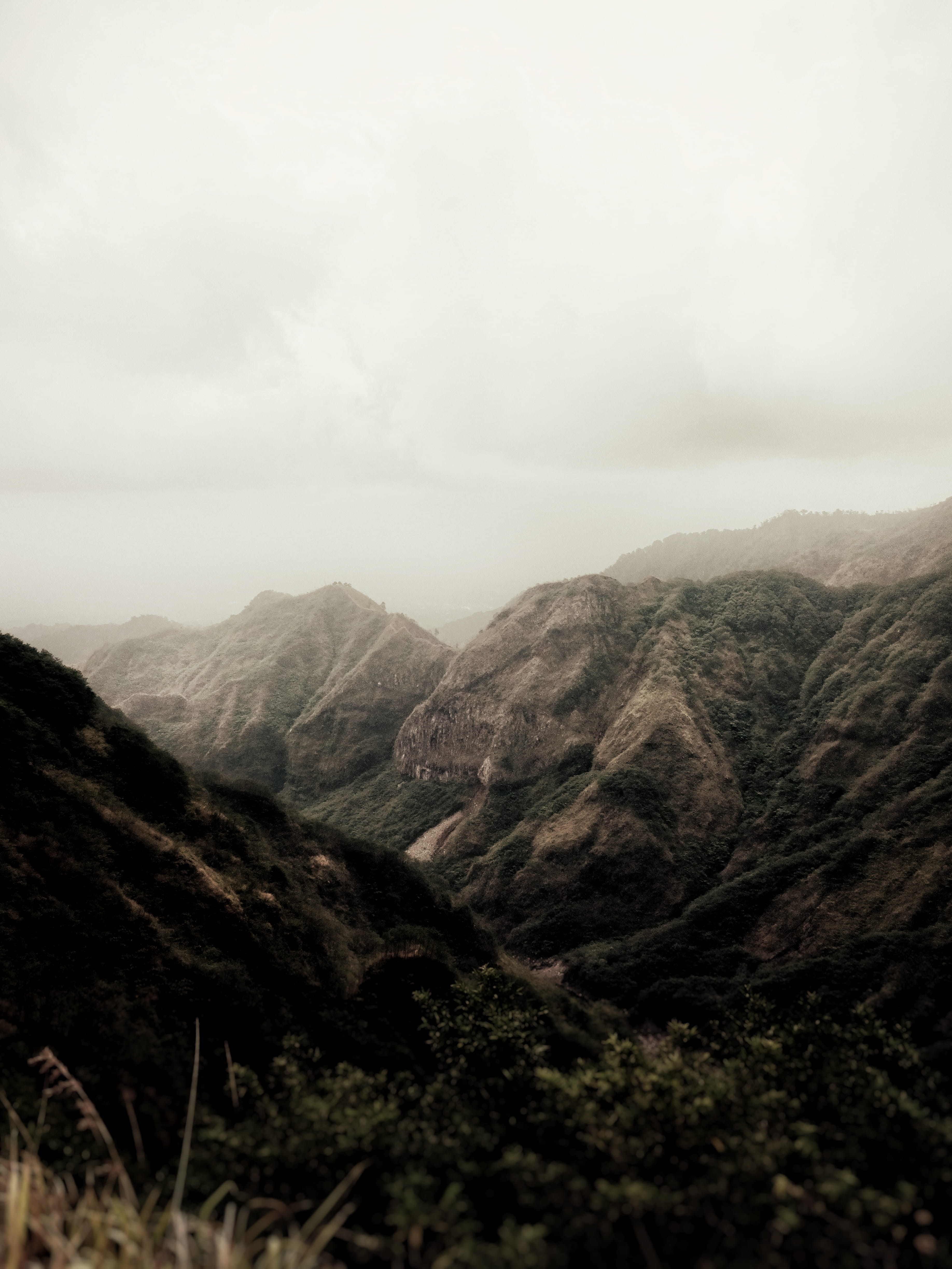 outdoor, mountain Peak, hill, tree, outdoors, mountain Range, scenics, gunung, cloudscape, roamer, cloud, mountains, mountain, overcast, photography, mist, Phone HD Wallpaper