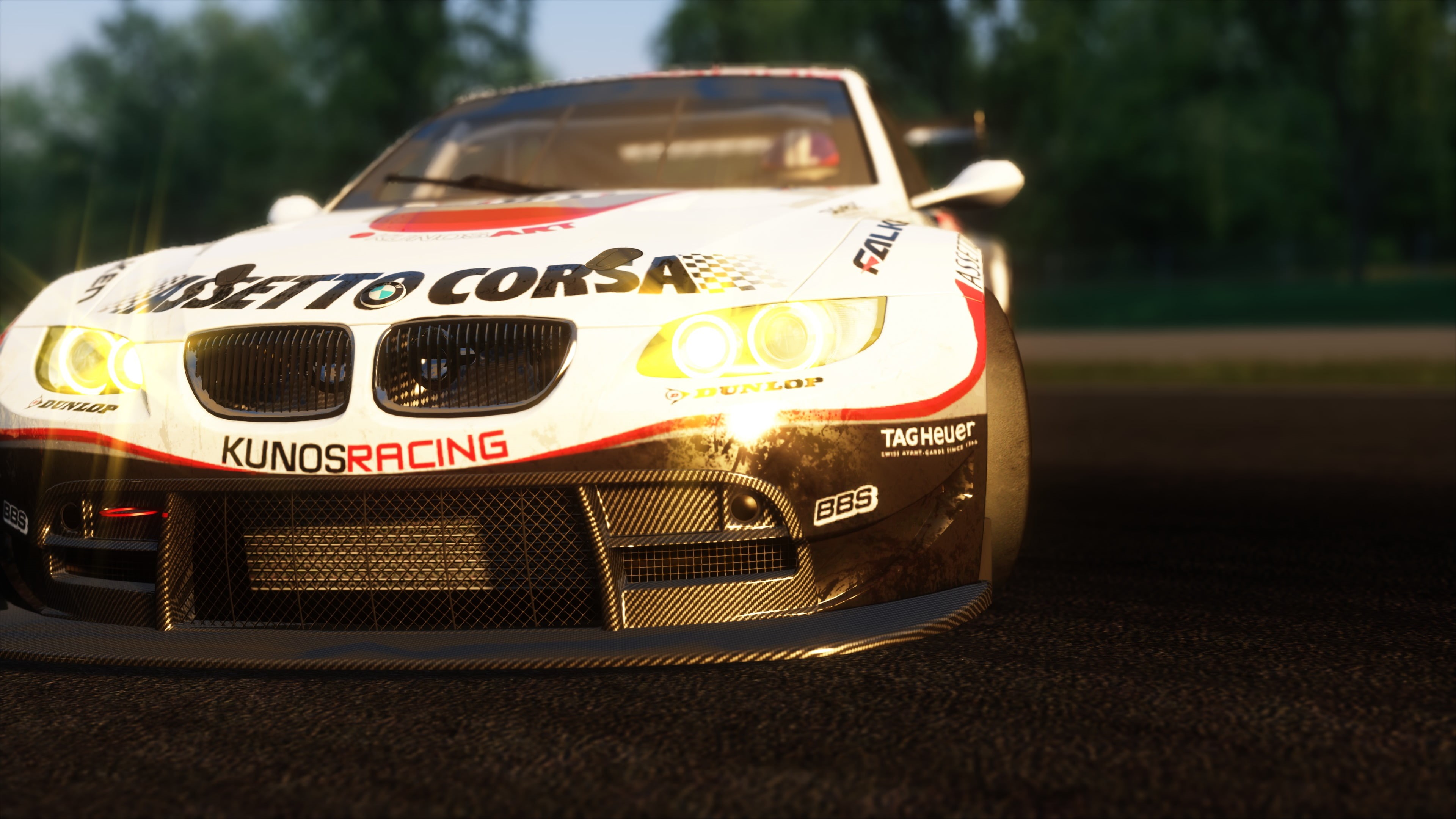 sport, western script, 4K, racecar, Assetto Corsa, transportation, no people, motor vehicle, white, number, mode of transportation, text, day, video games, HD Wallpaper