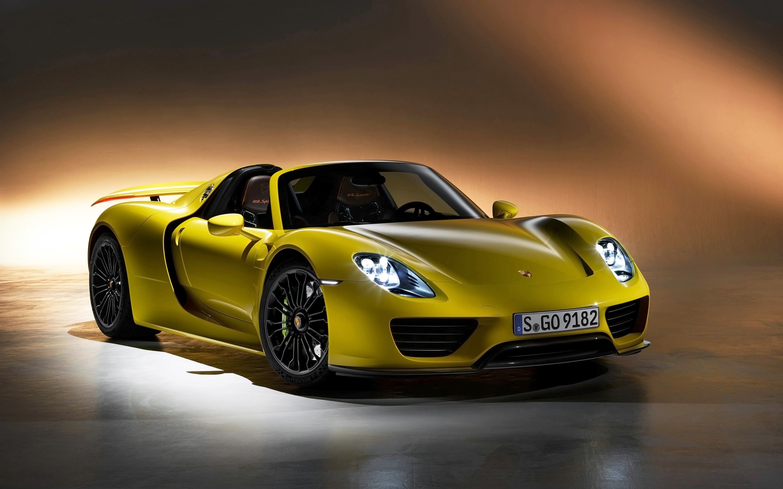 2K, porche, spyder, carrera, 2014, porsche, gt, yellow, HD Wallpaper