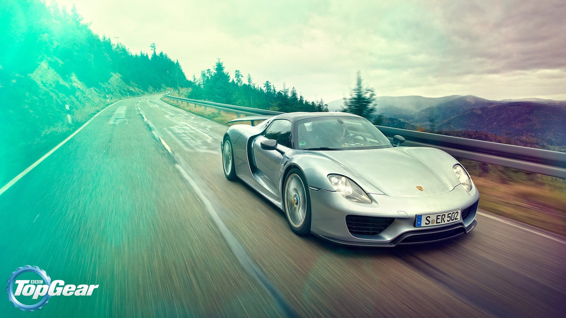 transportation, silver, 918, sky, vehicle, road, Spyder, Hybrid, outdoors, nature, no people, TopGear, travel, motor vehicle, land vehicle, blurred motion, HD Wallpaper