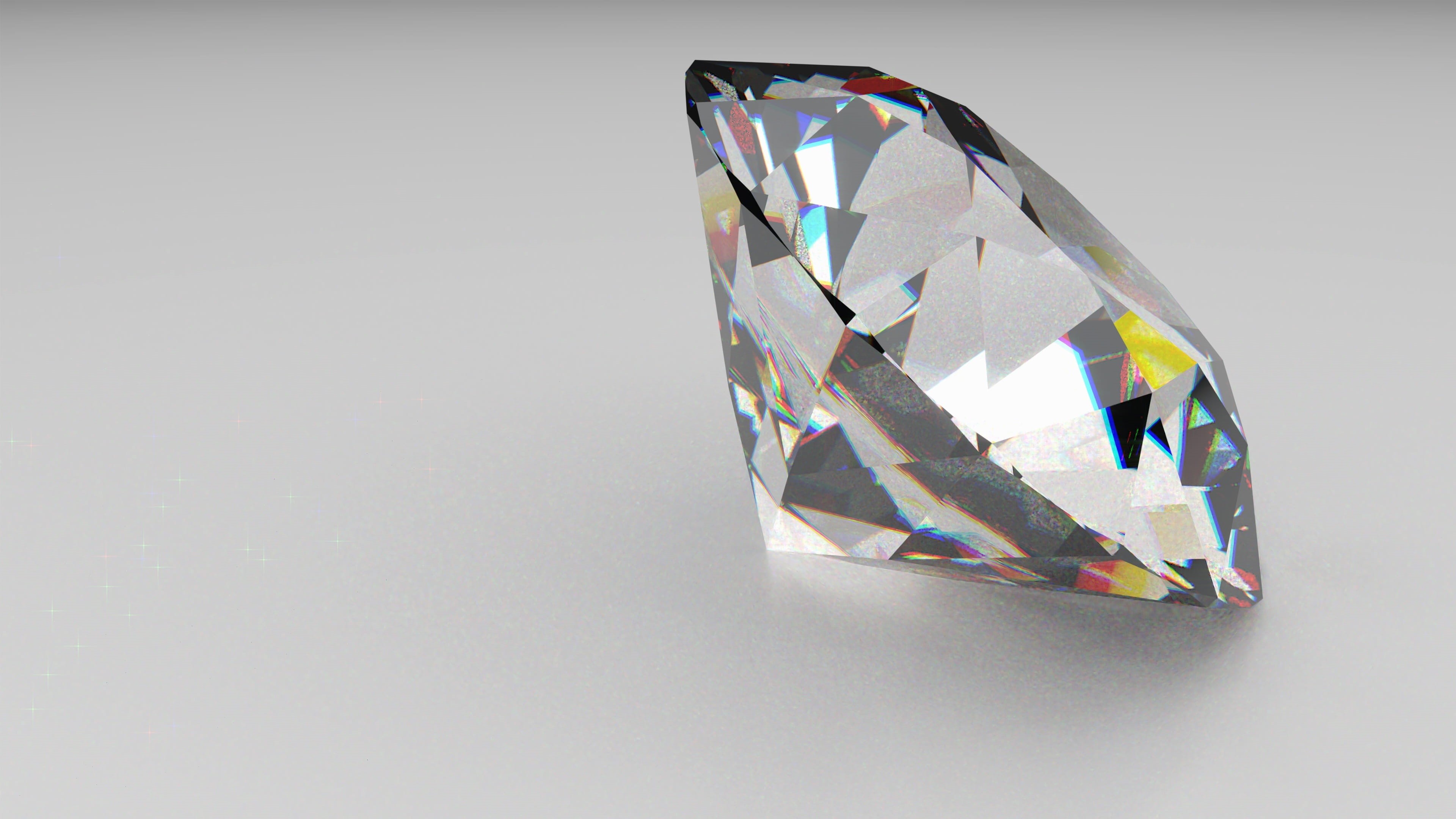 close-up, simplicity, copy space, multi colored, wealth, gray background, reflection, noble, unfinished, purity, decoration, bling bling, 3d, diamond, diamond - gemstone, HD Wallpaper