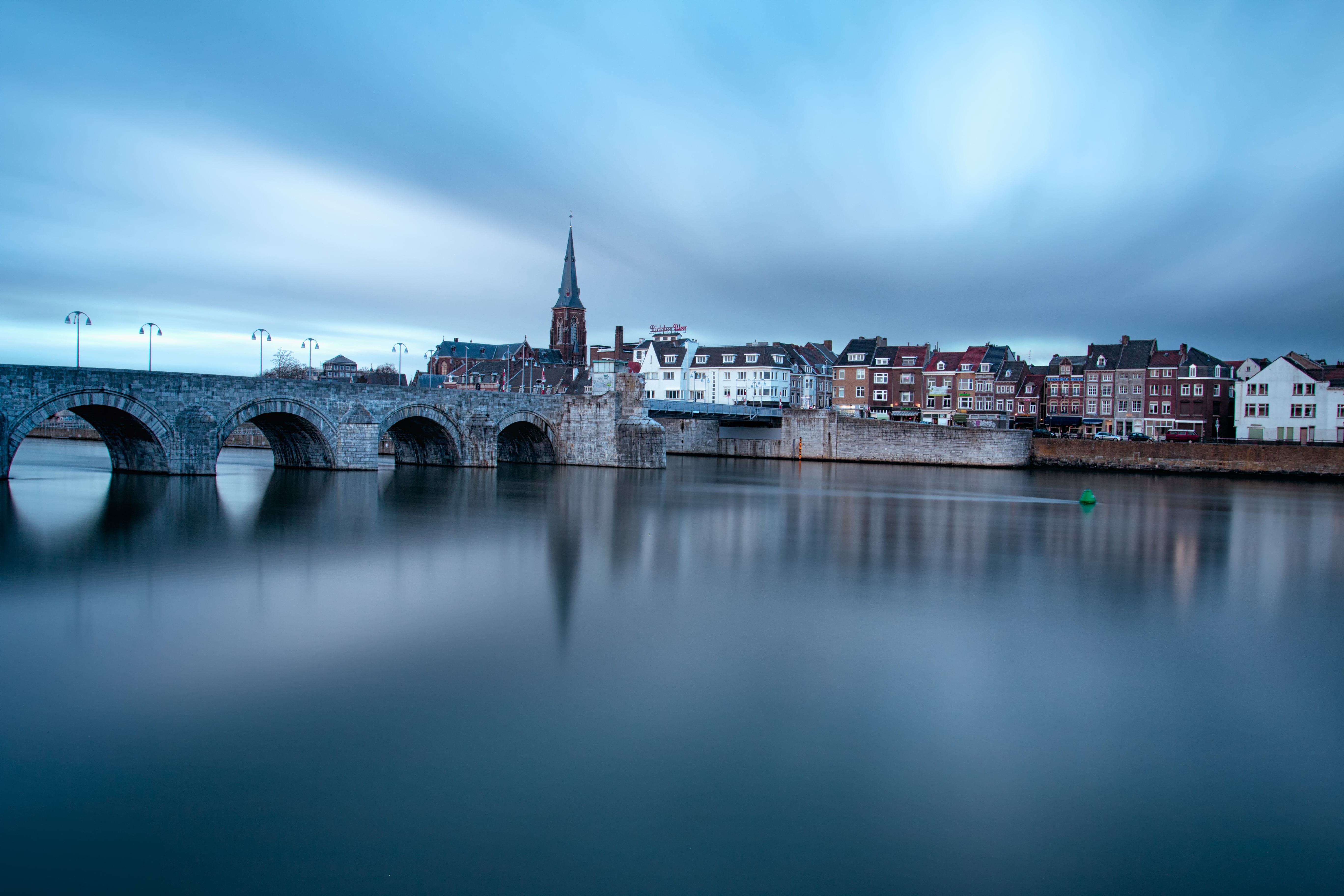 body, sky, street, water, USM, urban Scene, connected, Europe, Dusk, history, bridge, Canon  EOS  70D, architecture, Netherlands, 40mm, night, river, Meuse  River, HD Wallpaper