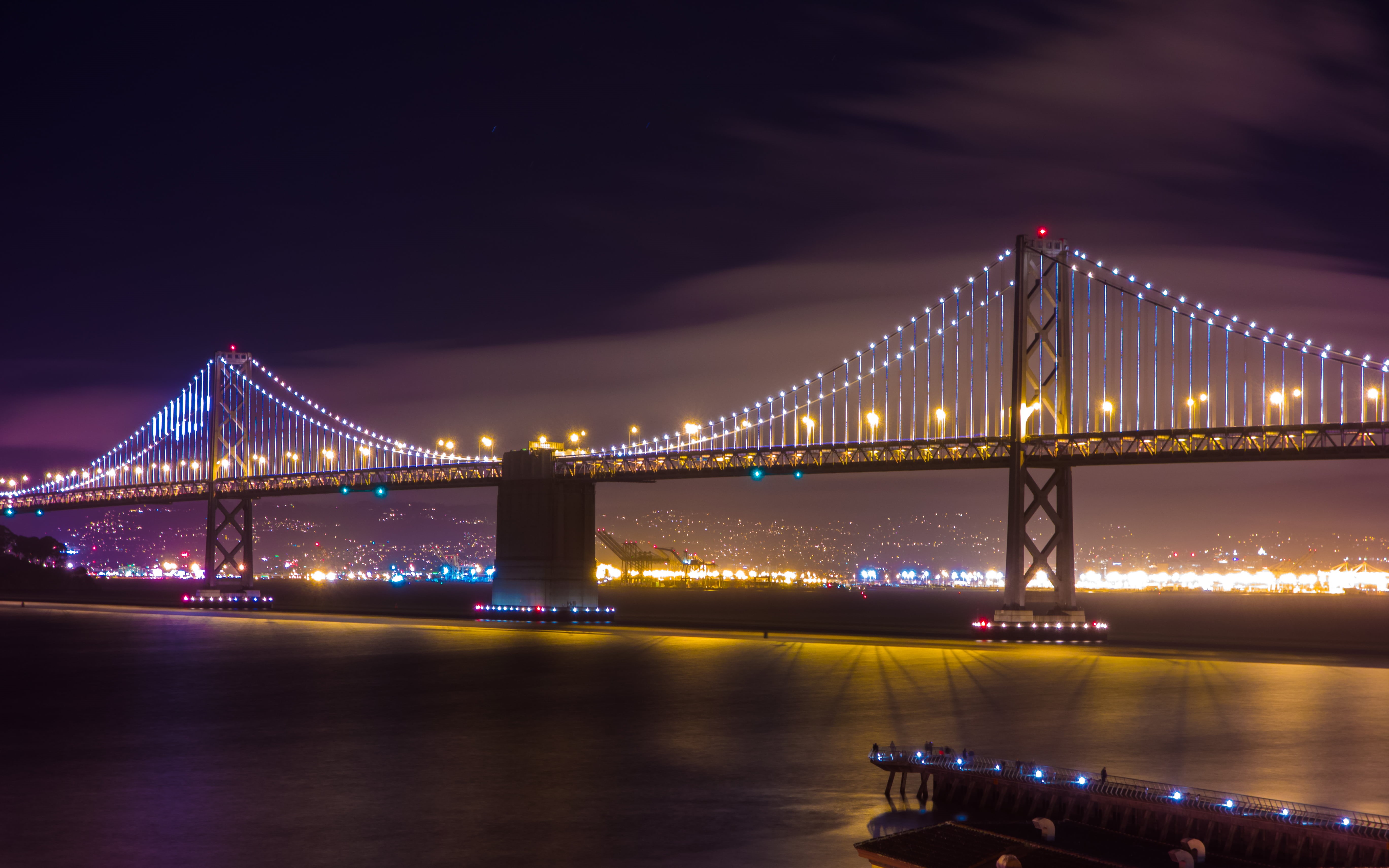 suspension, new York City, urban Scene, at Night, uSA, california, sf, sony  cybershot  dsc-rx100, river, San Francisco Bay Bridge, city, urban Skyline, HD Wallpaper