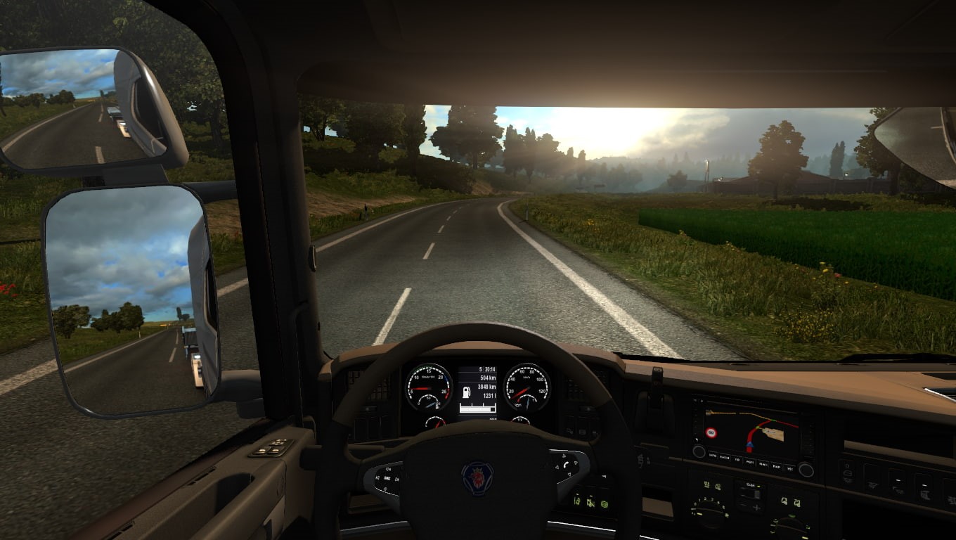 steering wheel, windshield, nature, sky, glass - material, car, motor vehicle, indoors, transparent, land vehicle, 720P, control panel, travel, road, Truck, HD Wallpaper