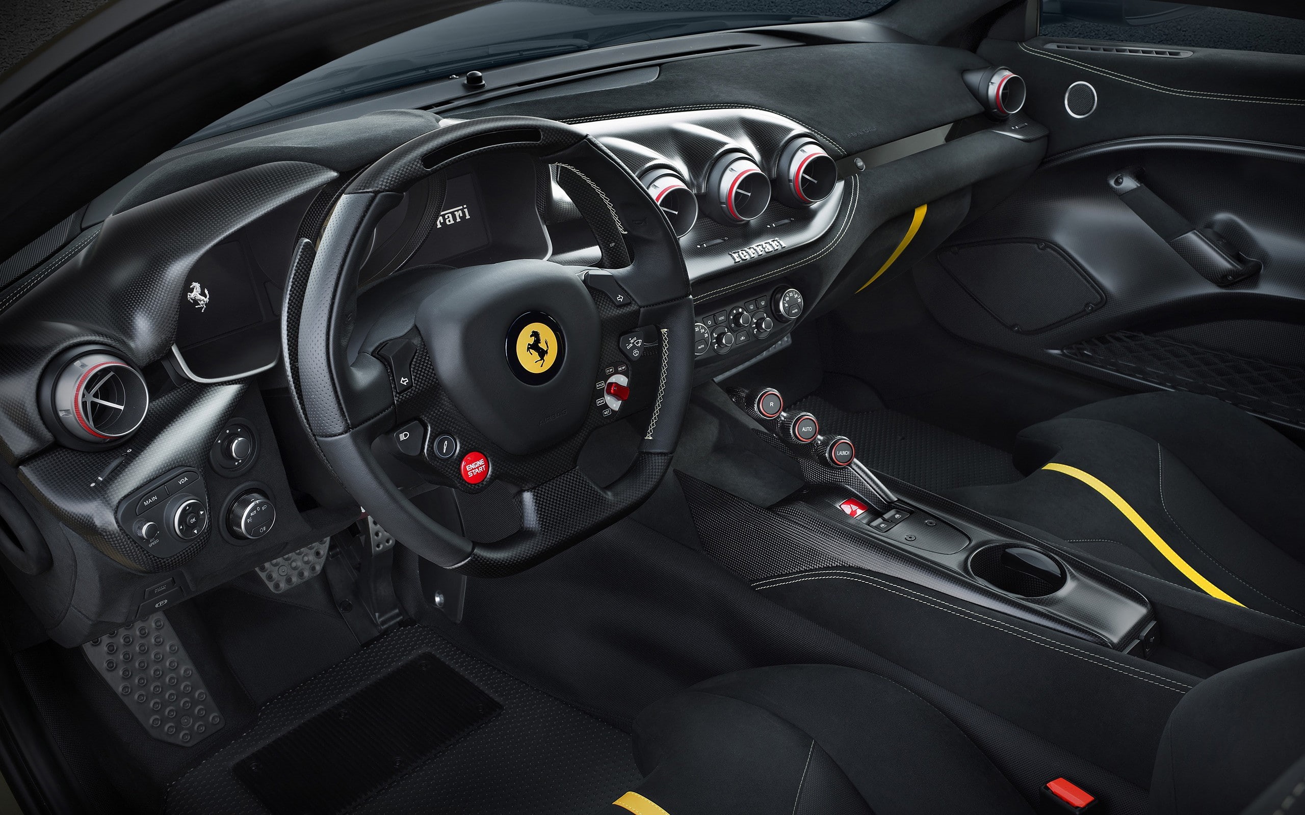 car interior, dashboards, Ferrari F12 TDF, car, 2K, HD Wallpaper
