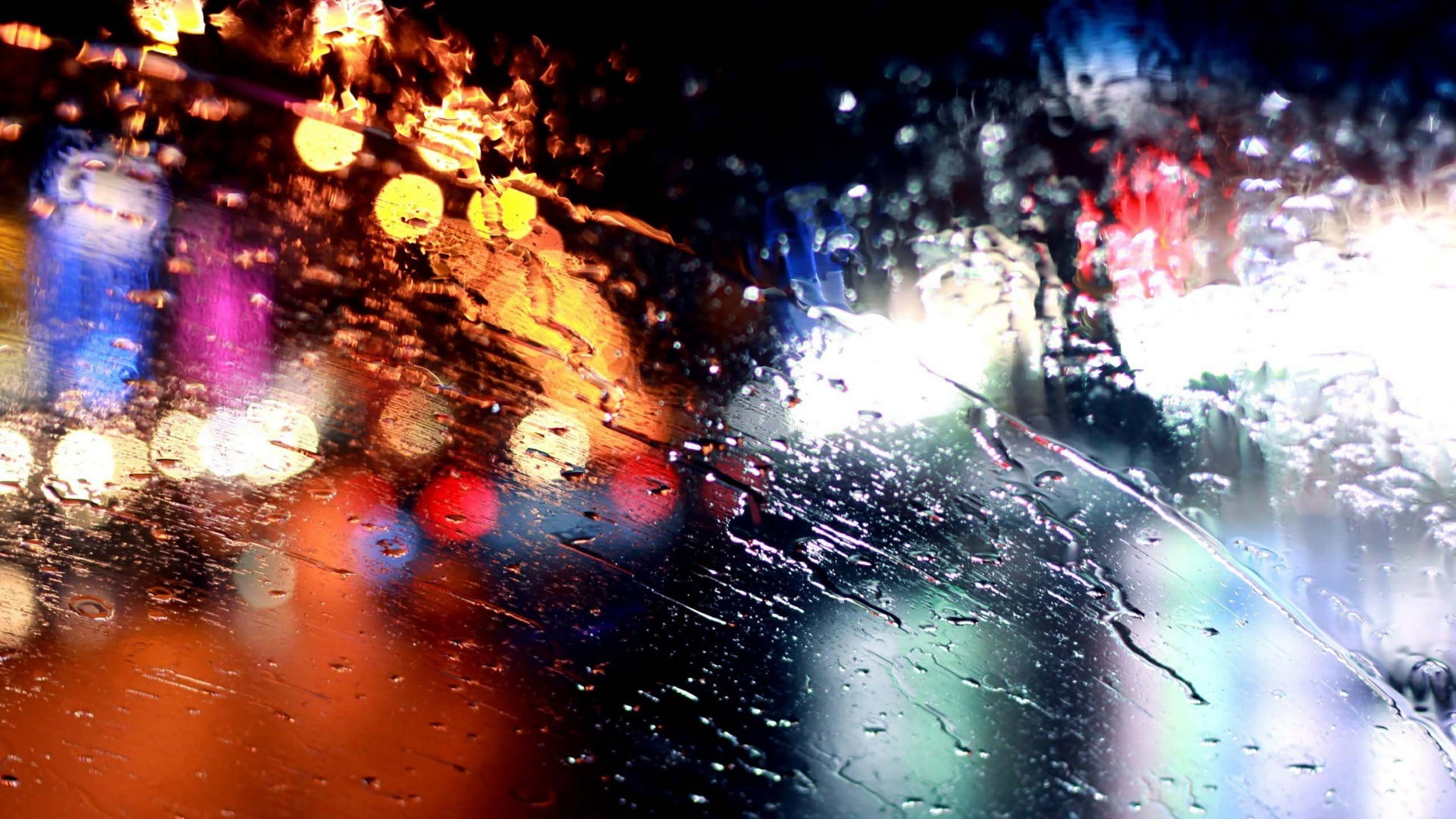 drops, 1080P, no people, window, glass - material, mode of transportation, car interior, illuminated, motor vehicle, vehicle interior, night, water, glass, HD Wallpaper
