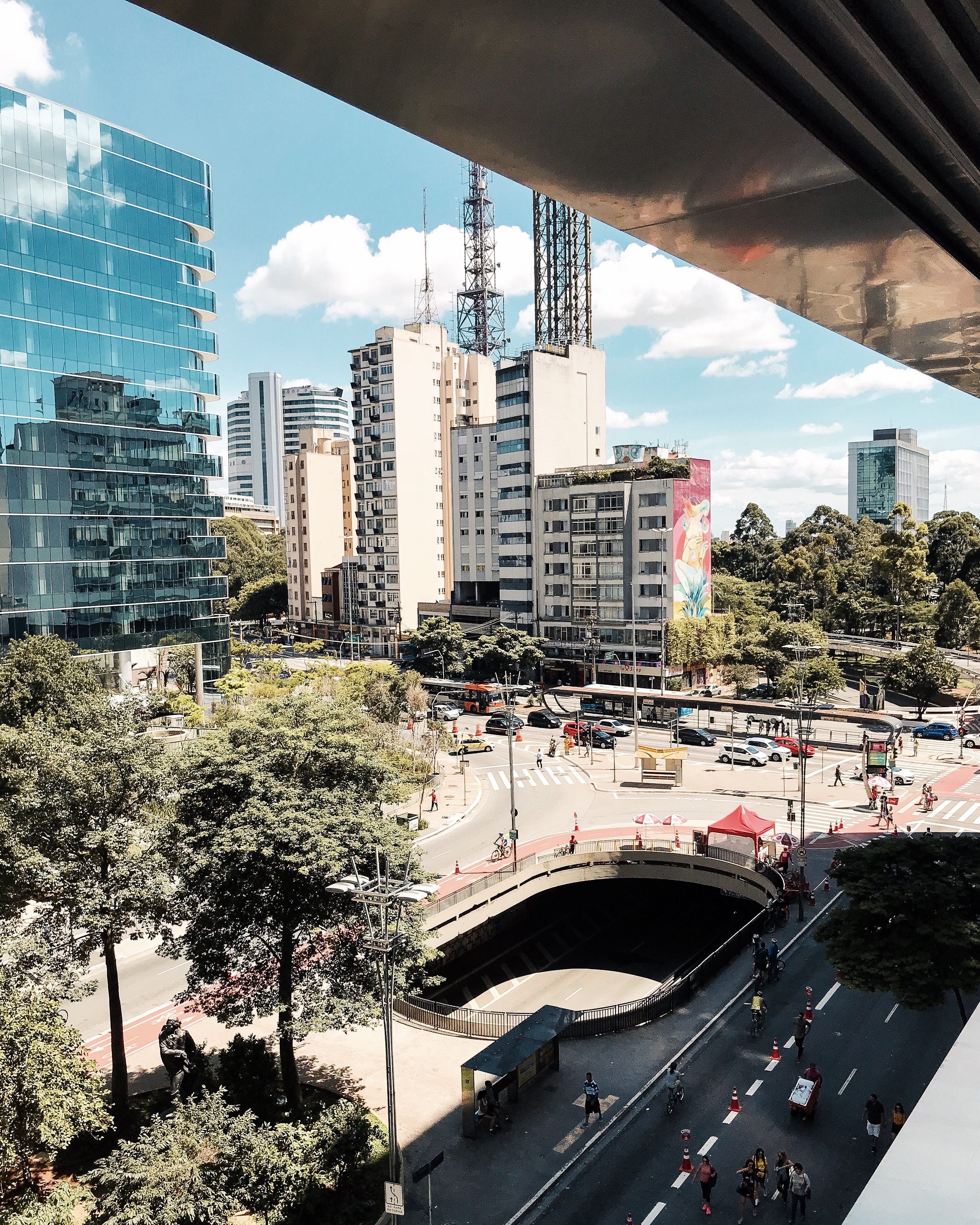 architecture, bridge - man made structure, road, cityscape, car, nature, land vehicle, são paulo, skyscraper, av. paulista, mode of transportation, Phone HD Wallpaper