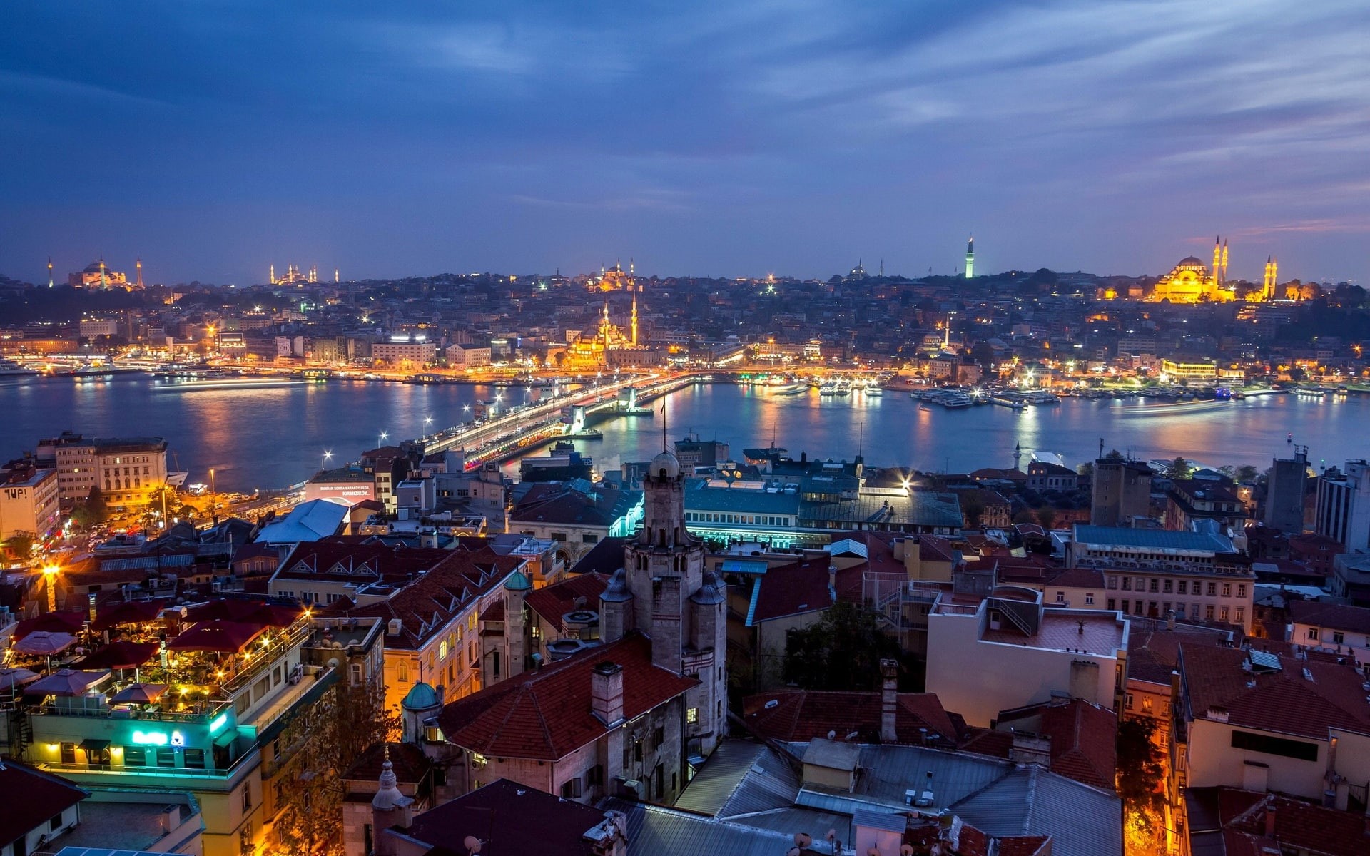 City, Night, Lights, 1080P, Turkey, Houses, Istanbul, HD Wallpaper