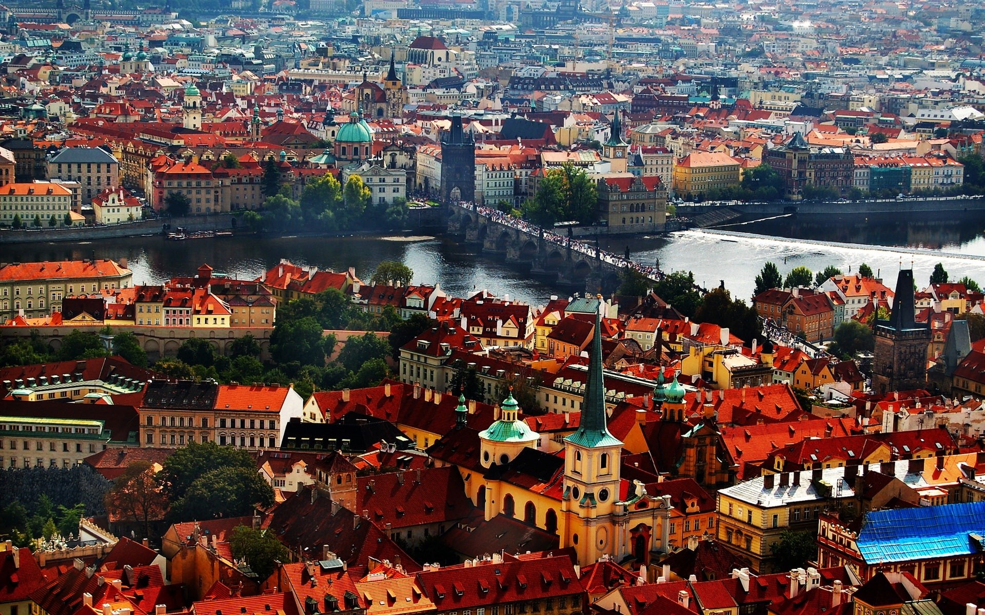 Prague, Republic, Houses, Czech, Bridge, River, Charles, 1080P, HD Wallpaper