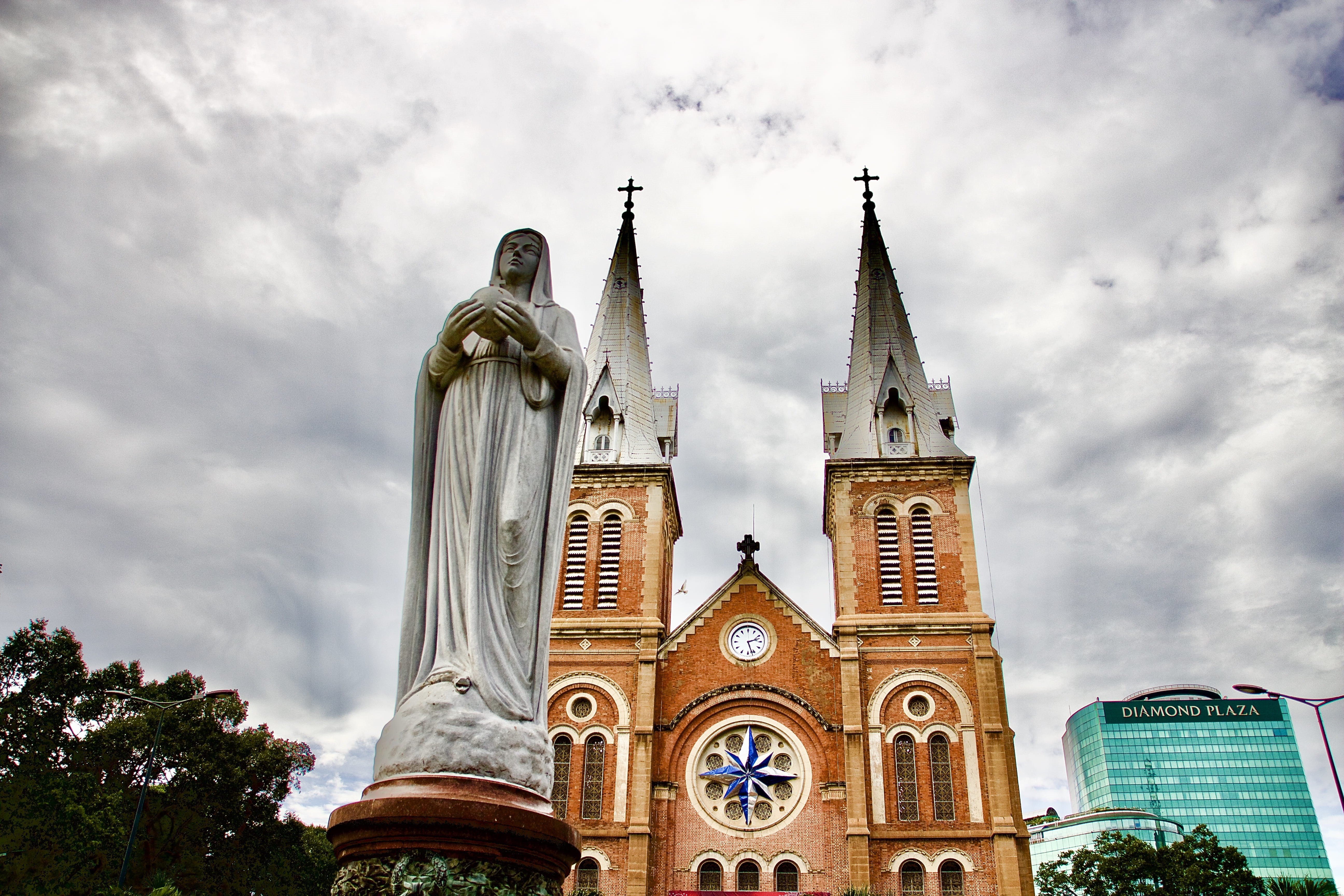 spirituality, day, city, saigon, hochiminhcity, place of worship, no people, building exterior, outdoors, tower, nature, low angle view, southeastasia, HD Wallpaper