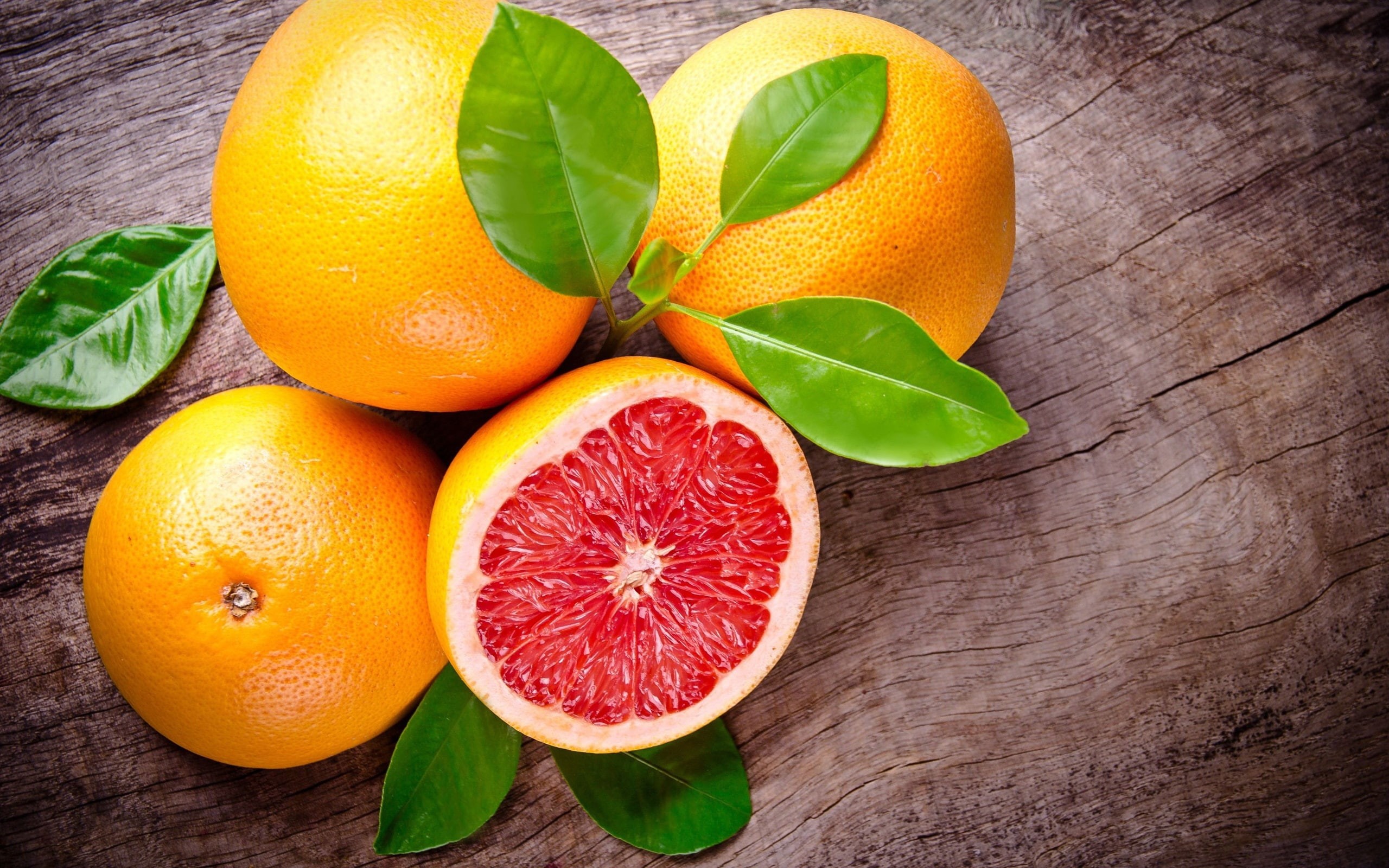 Orange, Grapefruit, Fruit, Red, Leaves, 2K, HD Wallpaper