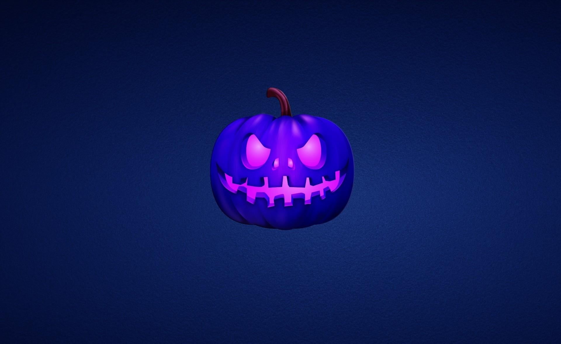blue background, copy space, blue, horror, candle, glowing, close-up, spooky, creativity, single object, carving - Craft Product, fun, symbol, food and drink, HD Wallpaper