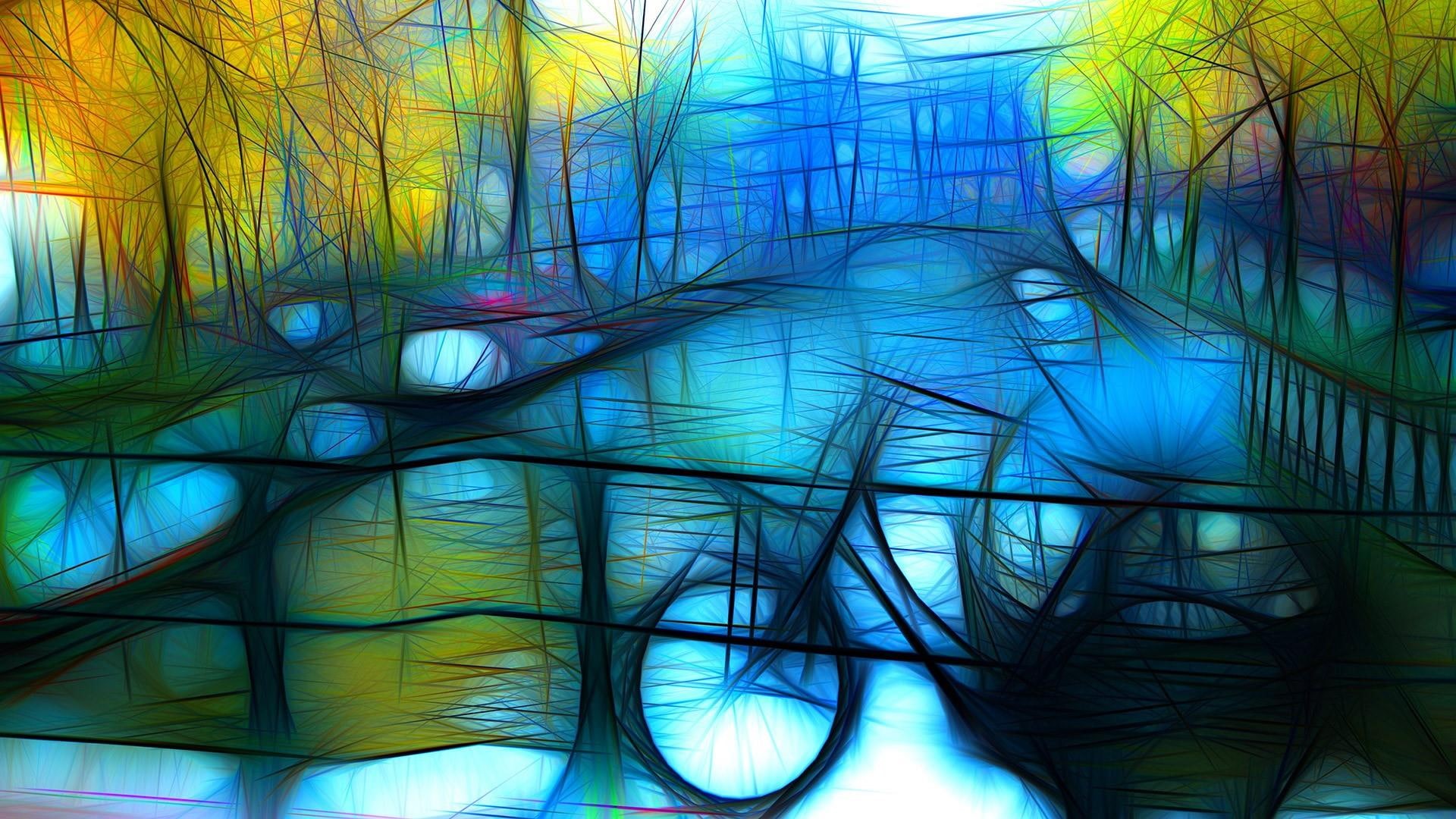 lines, water, colorful, bike, drawing, holland, netherlands, amsterdam, canal, painting, 1080P, HD Wallpaper